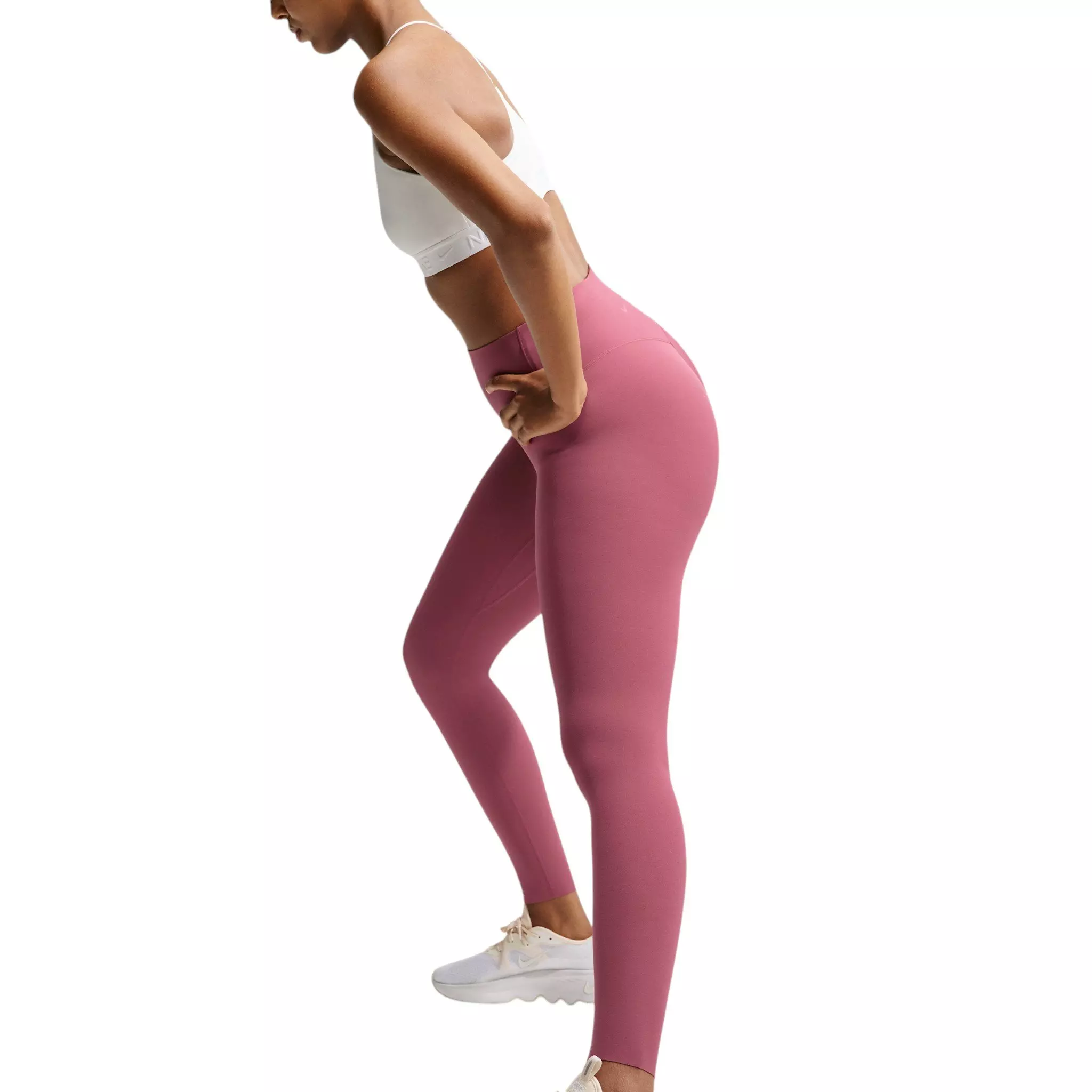 Nike Women's Zenvy High-Waisted 7/8 Leggings with No Front Seam - Pink Smoke - PINK SMOKE