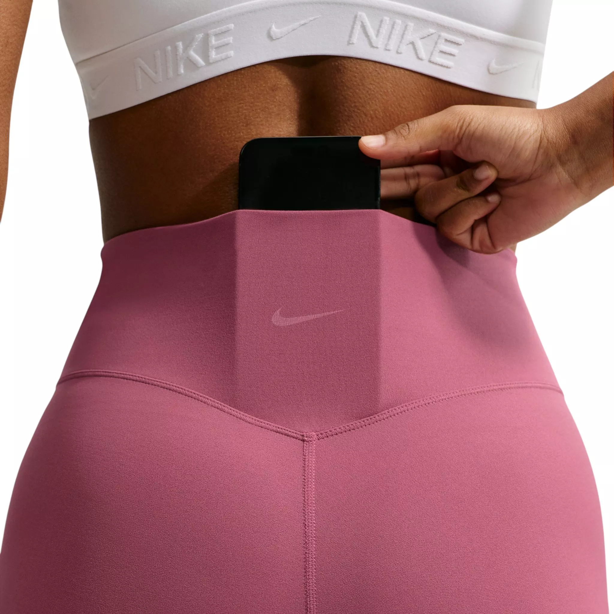 Nike Women's Zenvy High-Waisted 7/8 Leggings with No Front Seam - Pink Smoke - PINK SMOKE
