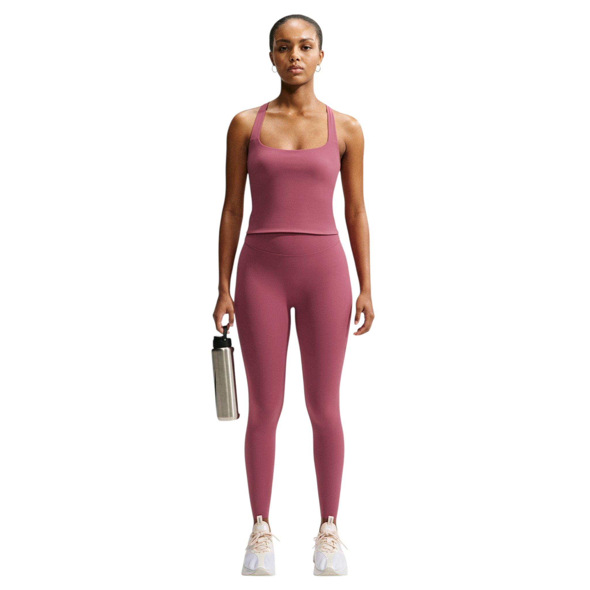 Nike Women's Zenvy High-Waisted 7/8 Leggings with No Front Seam - Pink Smoke - PINK SMOKE