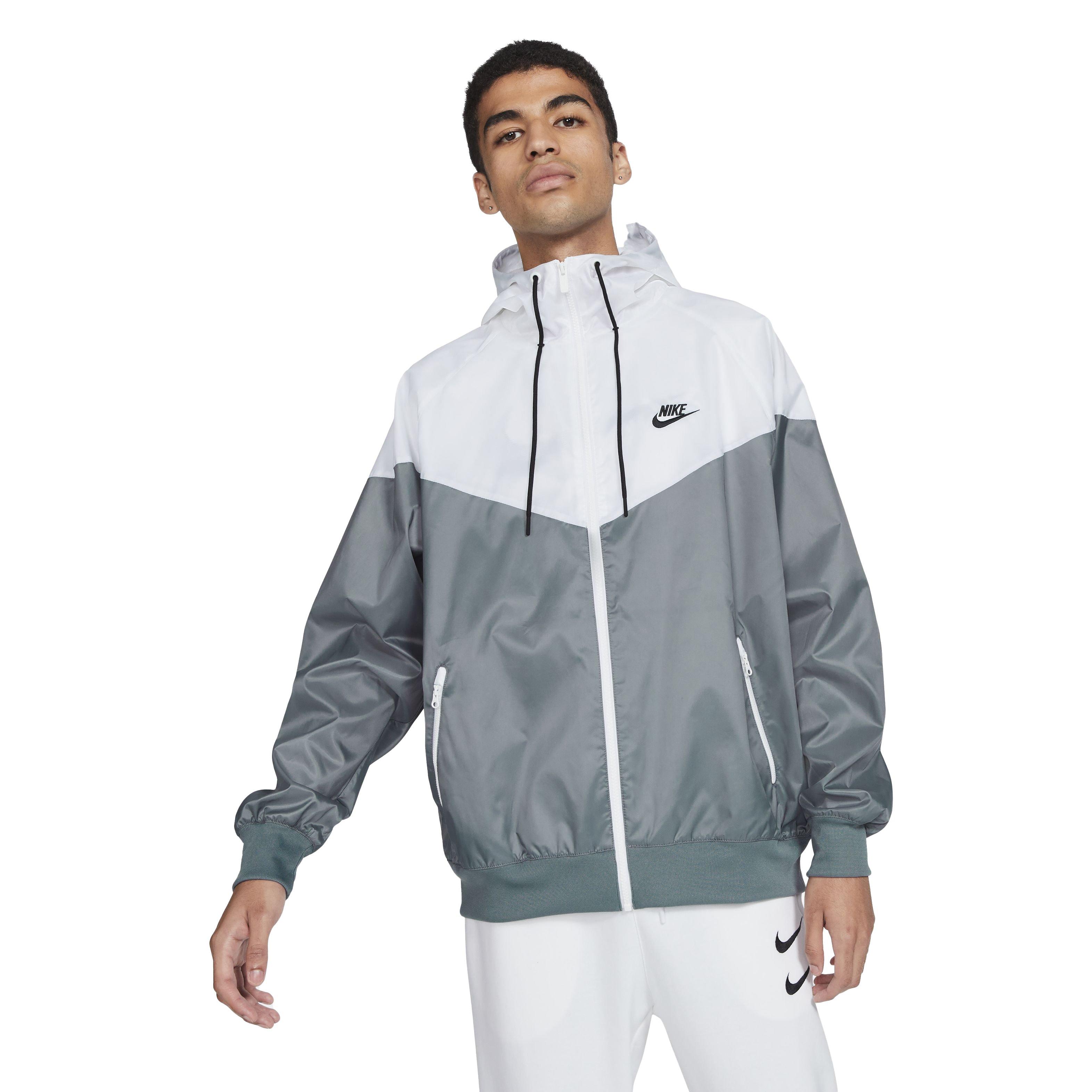 Nike Men's Sportswear Windrunner Hooded Jacket - Grey/White - GREY/WHITE Thumbnail View 1