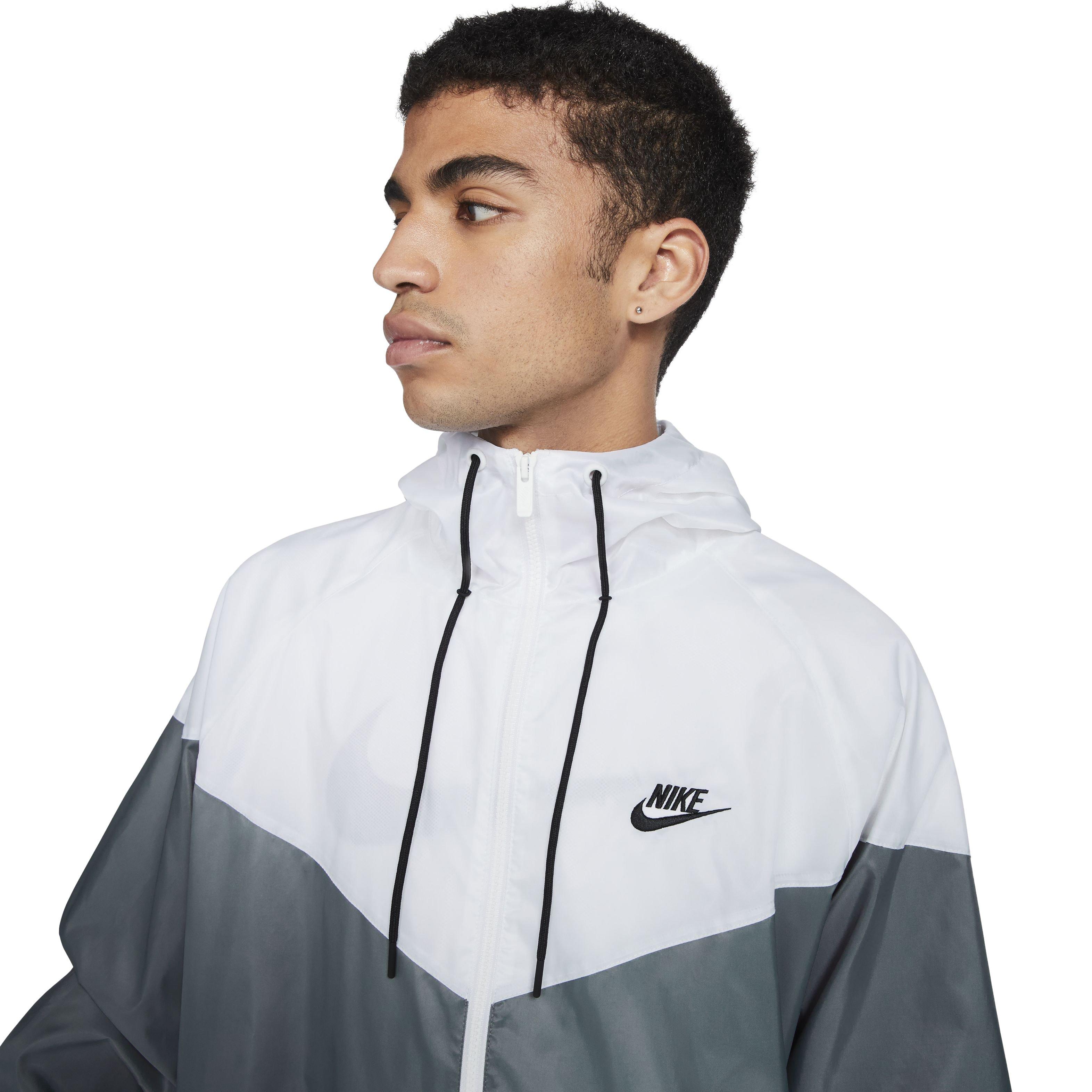 Nike Men's Sportswear Windrunner Hooded Jacket - Grey/White - GREY/WHITE Thumbnail View 3