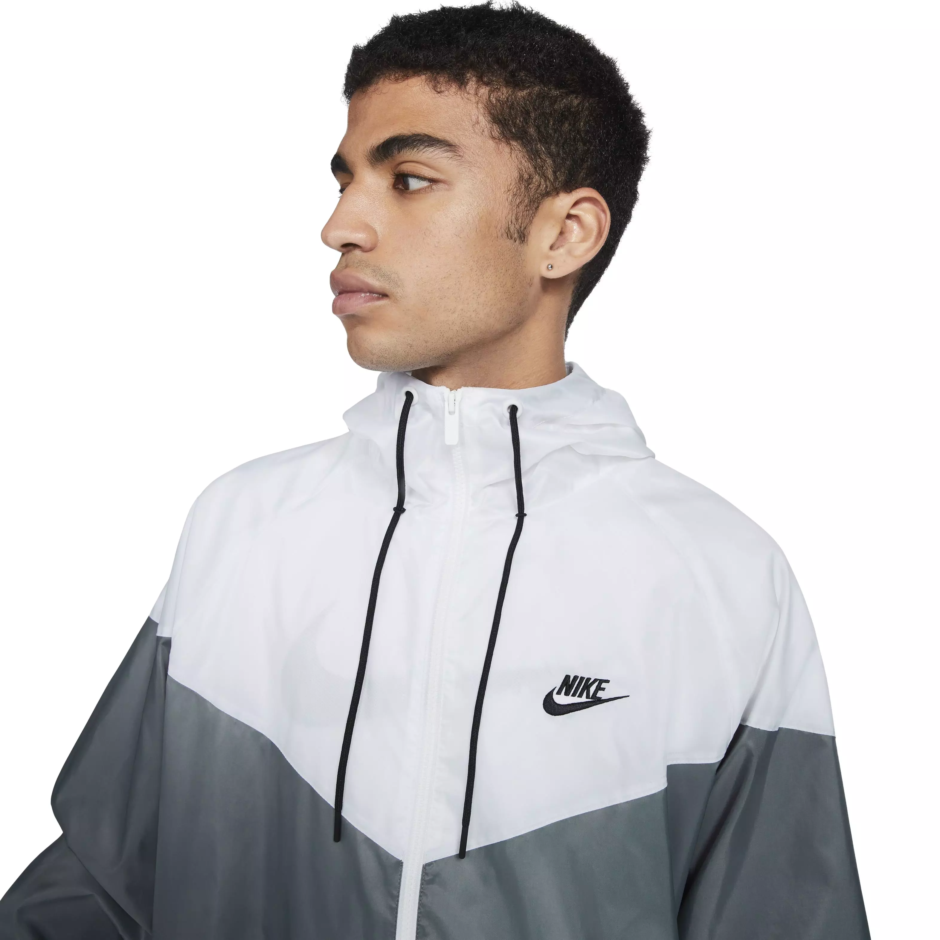 Nike Men's Sportswear Windrunner Hooded Jacket - Grey/White - GREY/WHITE
