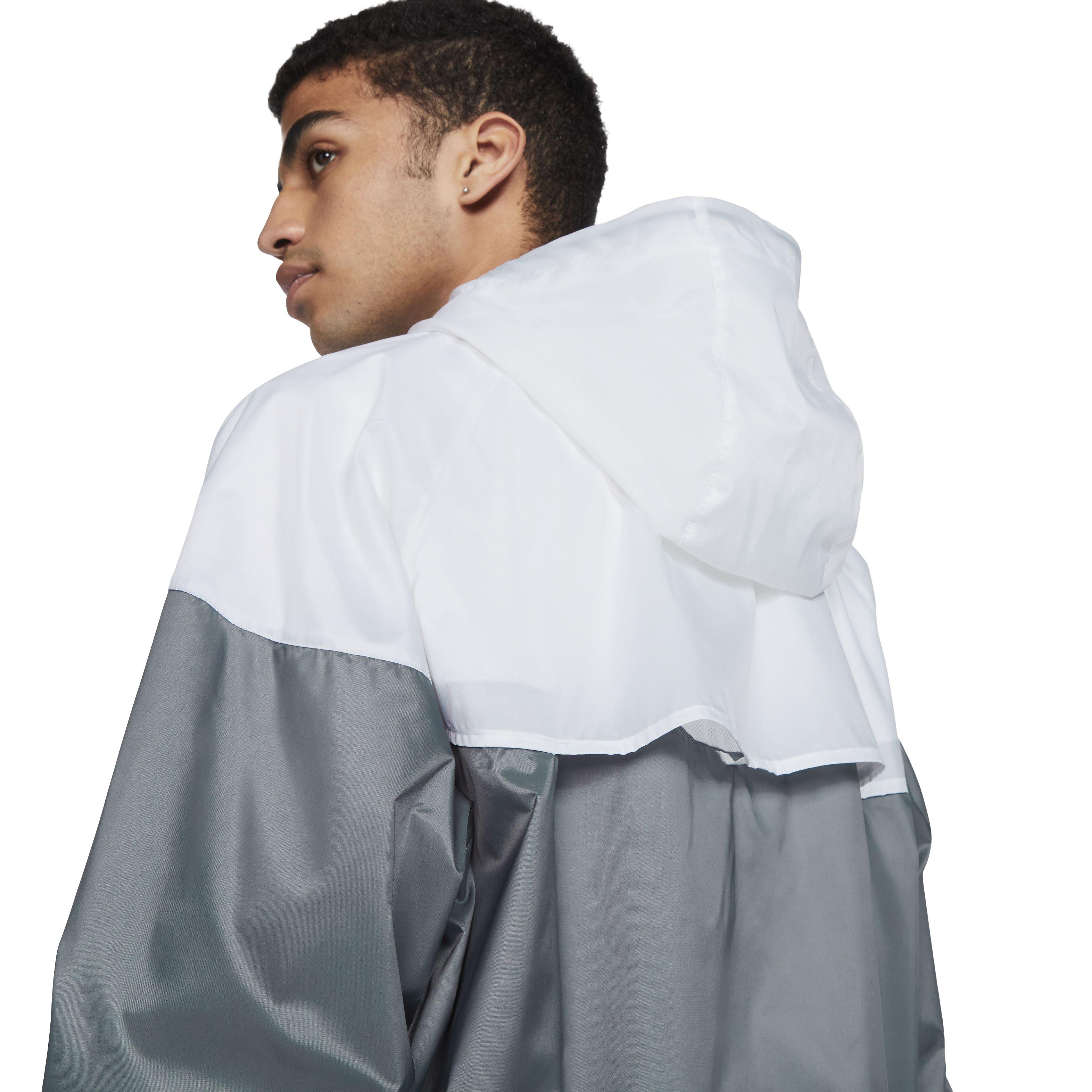 Nike Men's Sportswear Windrunner Hooded Jacket - Grey/White - GREY/WHITE Thumbnail View 4