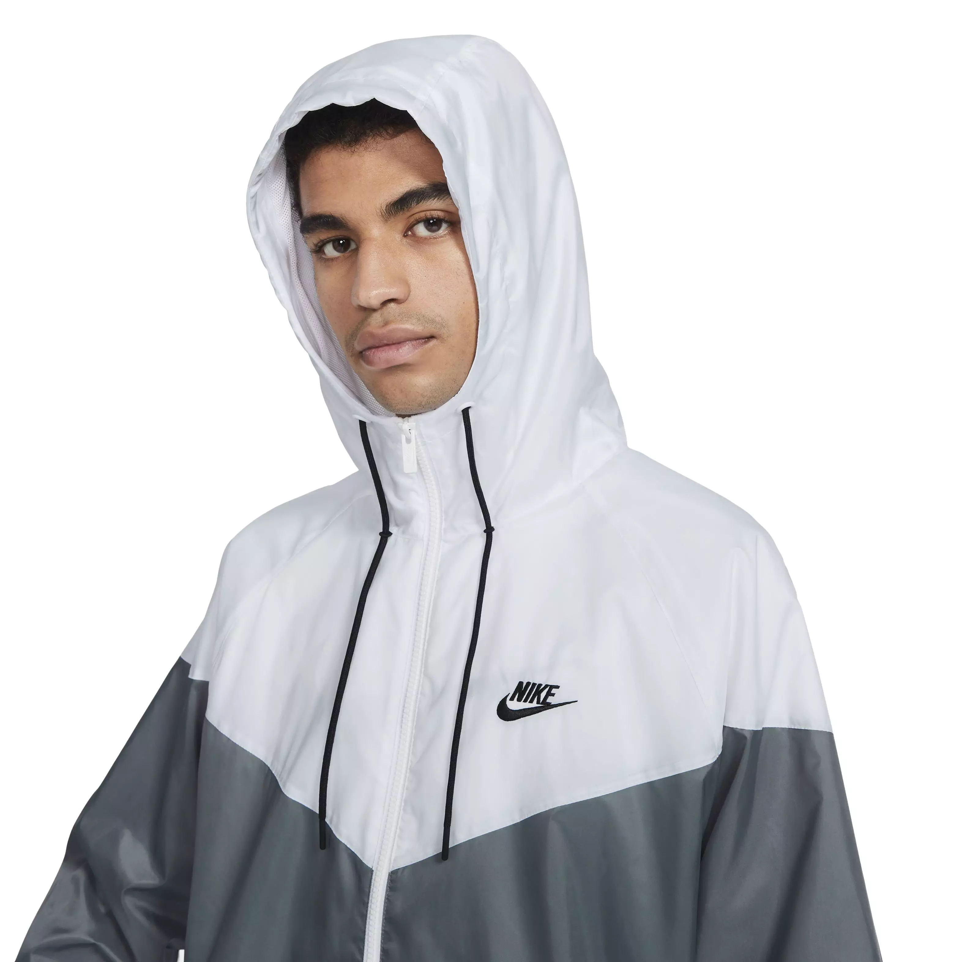 Nike Men's Sportswear Windrunner Hooded Jacket - Grey/White - GREY/WHITE