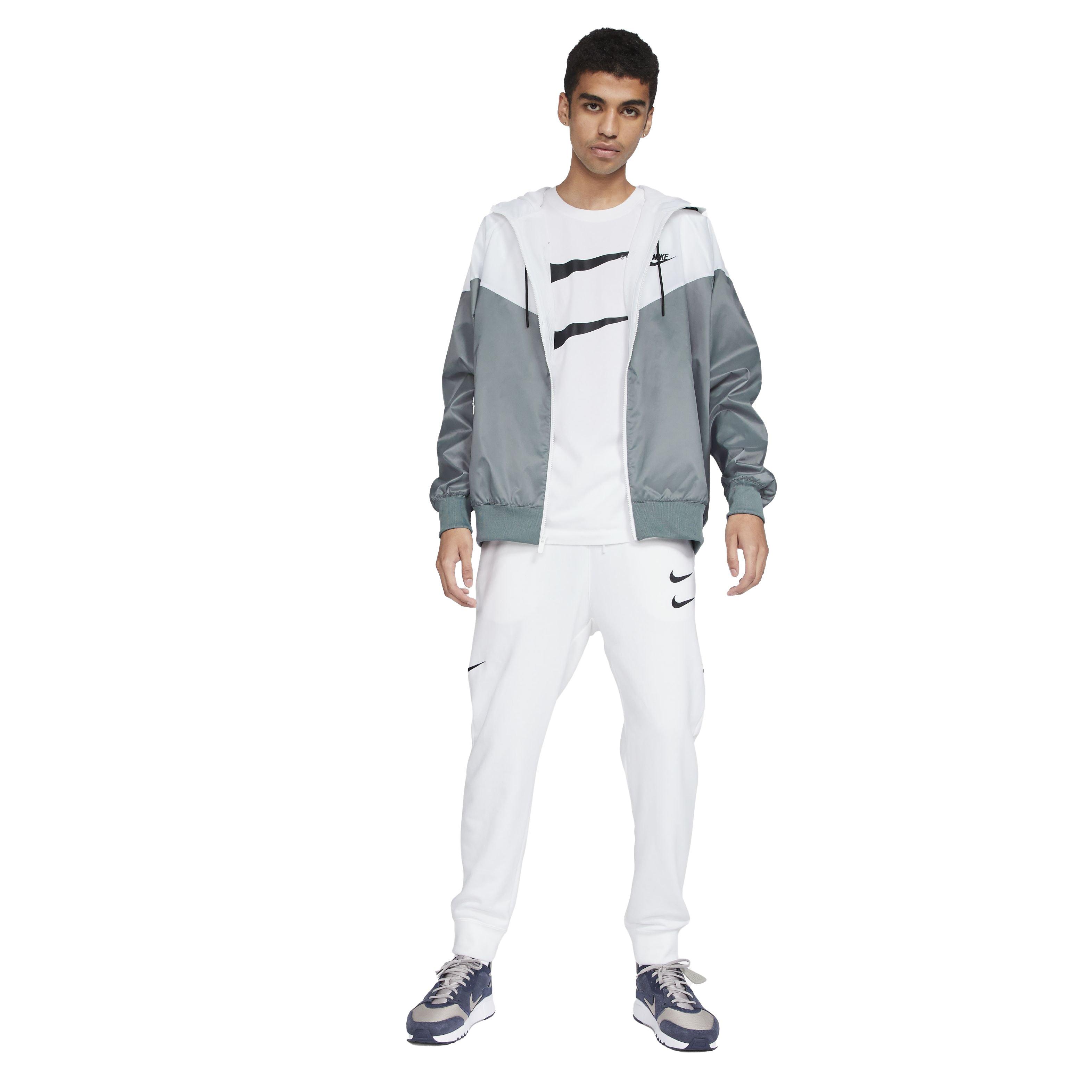 Nike Men's Sportswear Windrunner Hooded Jacket - Grey/White - GREY/WHITE Thumbnail View 7