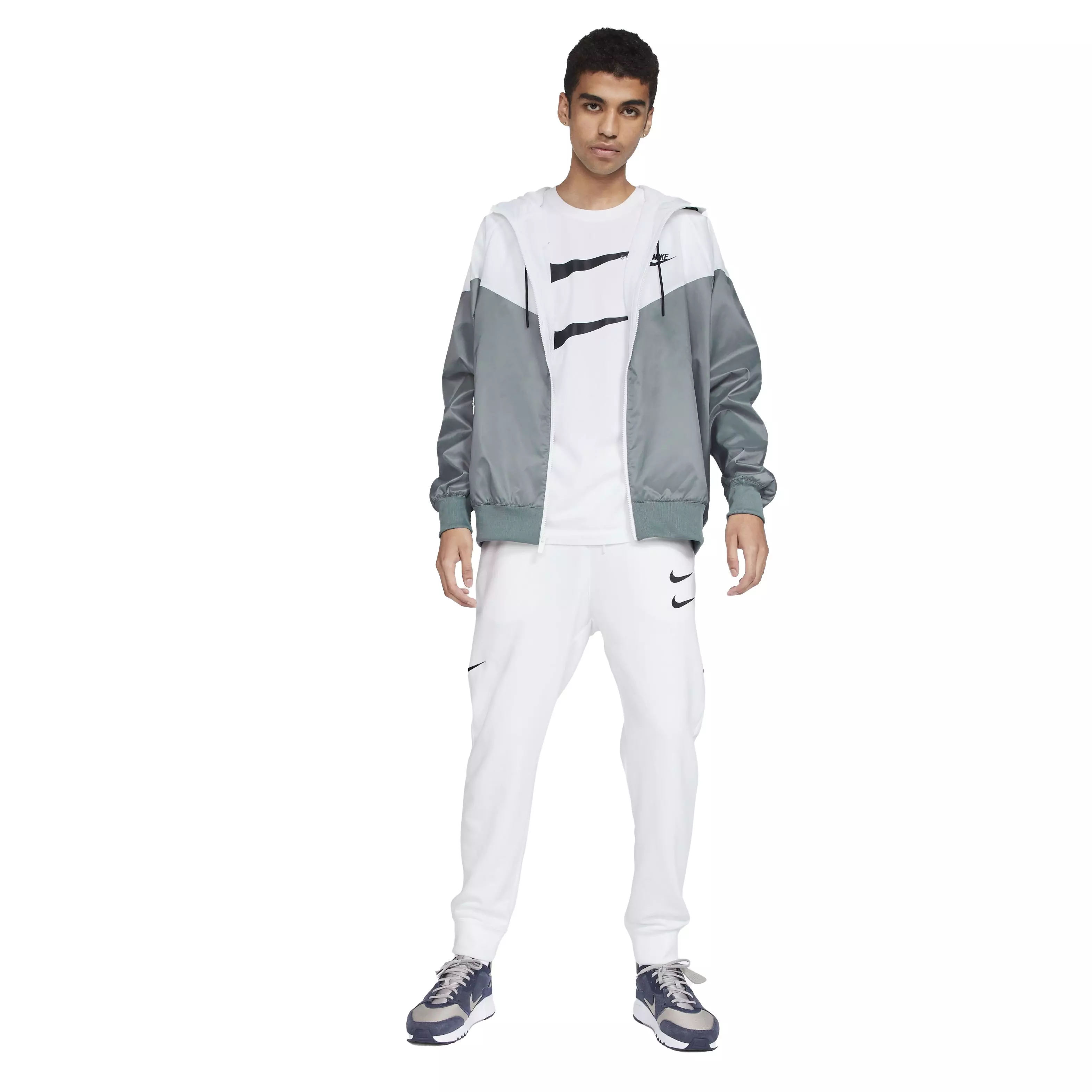 Nike Men's Sportswear Windrunner Hooded Jacket - Grey/White - GREY/WHITE