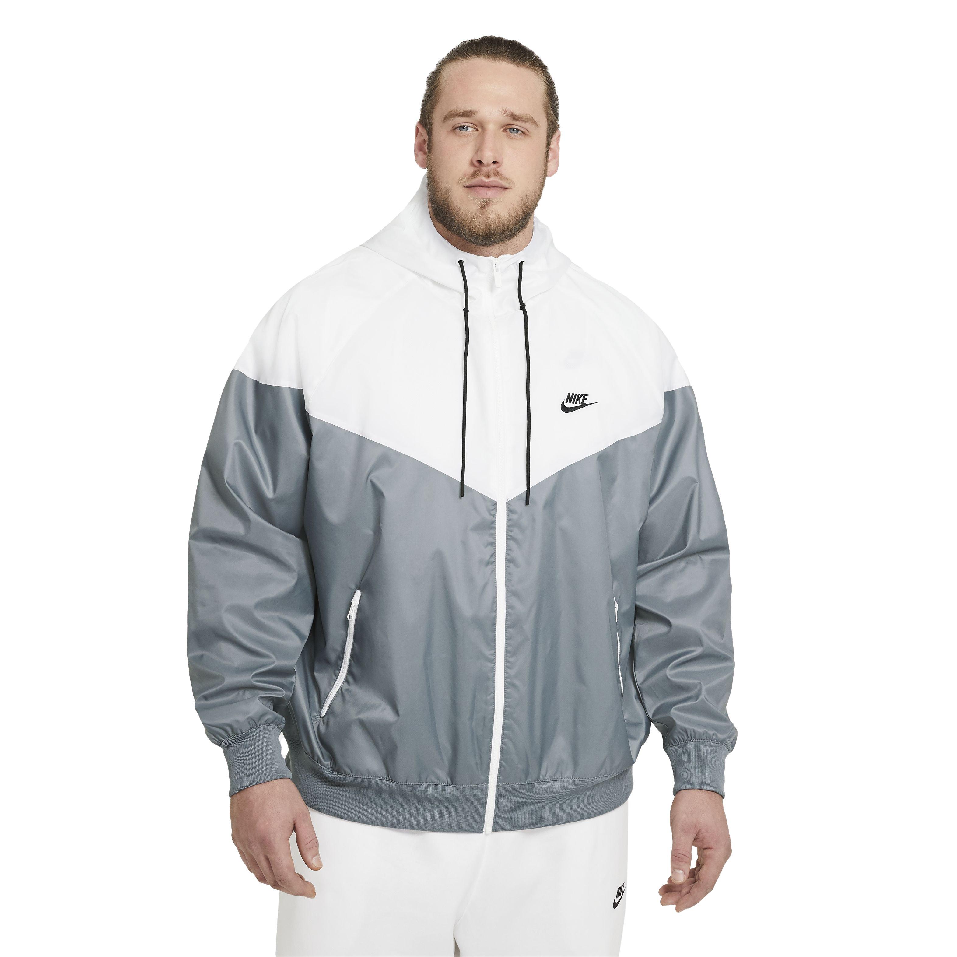 Nike Men's Sportswear Windrunner Hooded Jacket - Grey/White - GREY/WHITE Thumbnail View 8