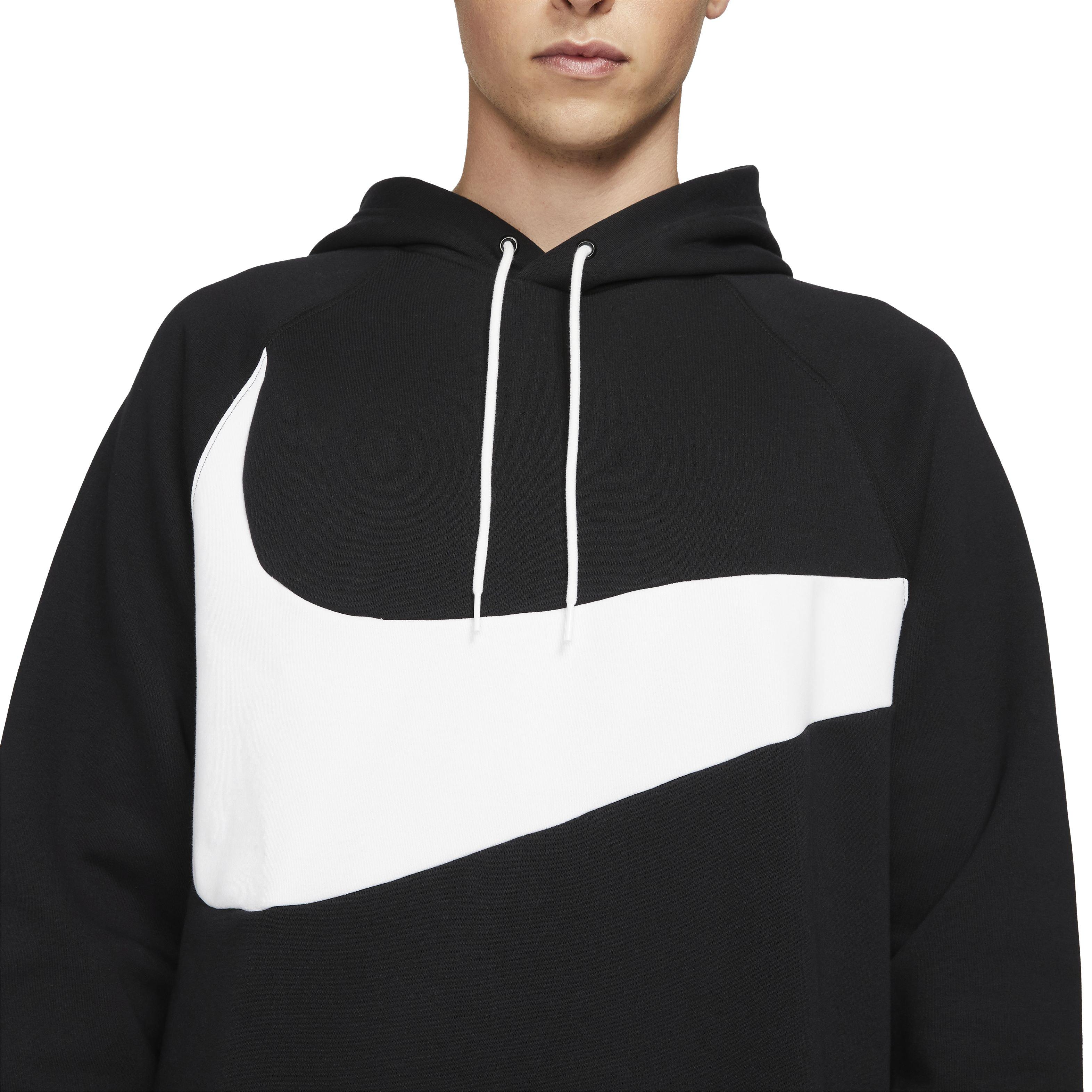 Højttaler stress nyt år Nike Men's Sportswear Swoosh Tech Fleece Pullover Hoodie - Black/White -  Hibbett | City Gear