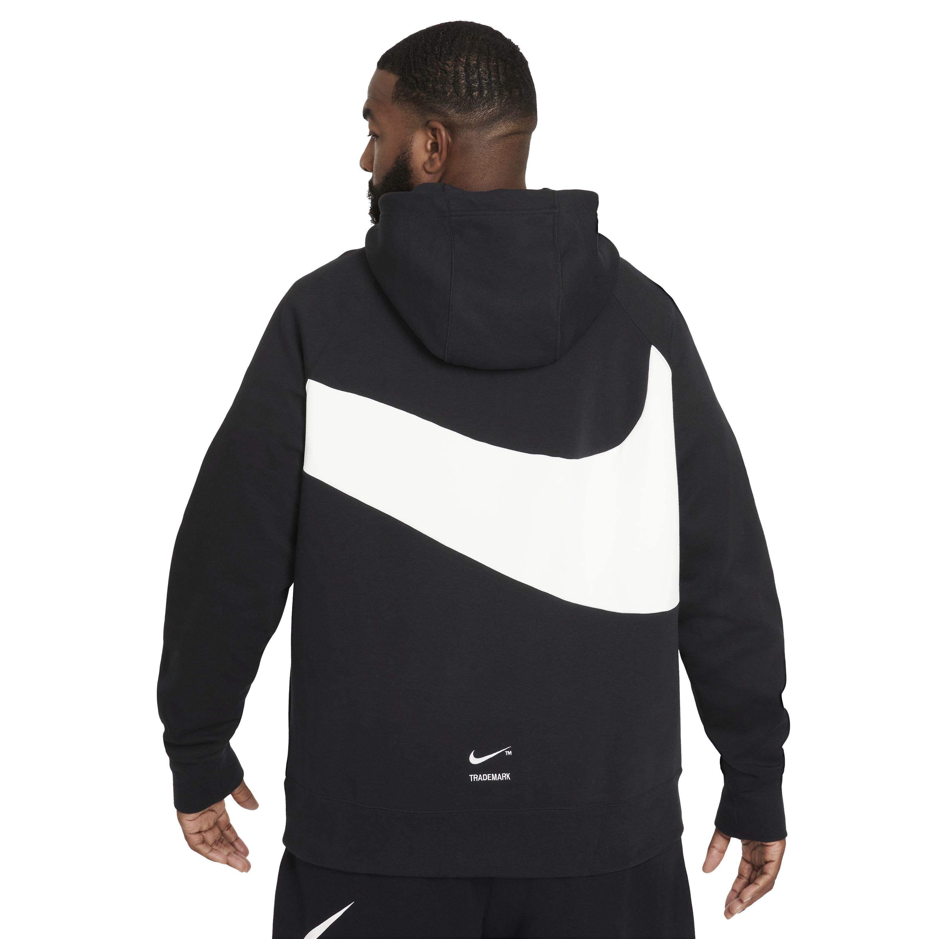 Højttaler stress nyt år Nike Men's Sportswear Swoosh Tech Fleece Pullover Hoodie - Black/White -  Hibbett | City Gear
