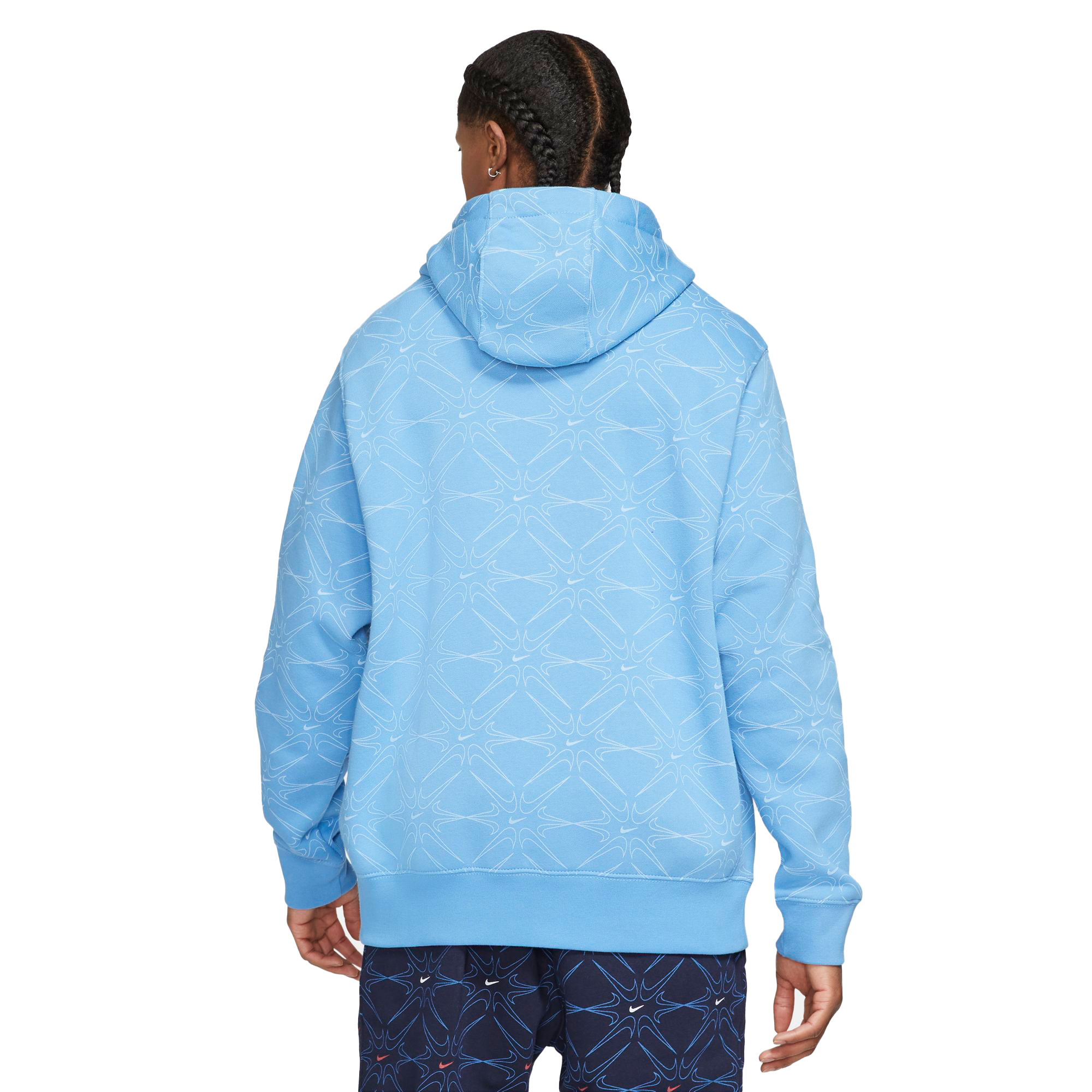 Nike All-over swoosh print hoodie in blue