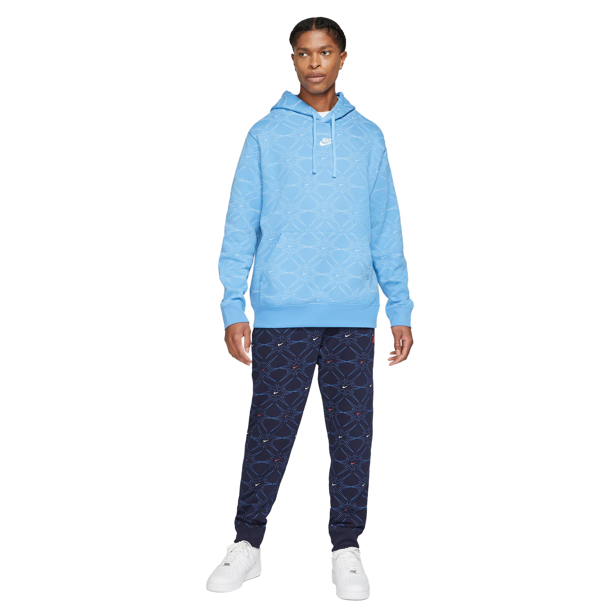 Nike Men's Sportswear Club All Over Print Light Blue Pullover