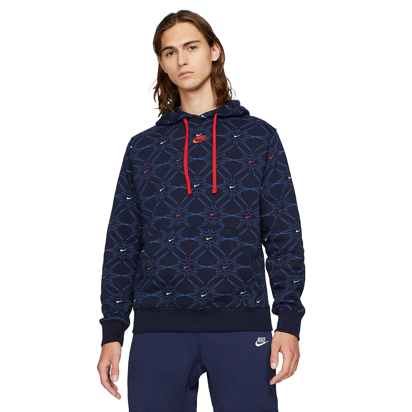 Nike Boys' Sportswear Club All-Over-Print Midnight Navy Pullover Hoodie -  Hibbett