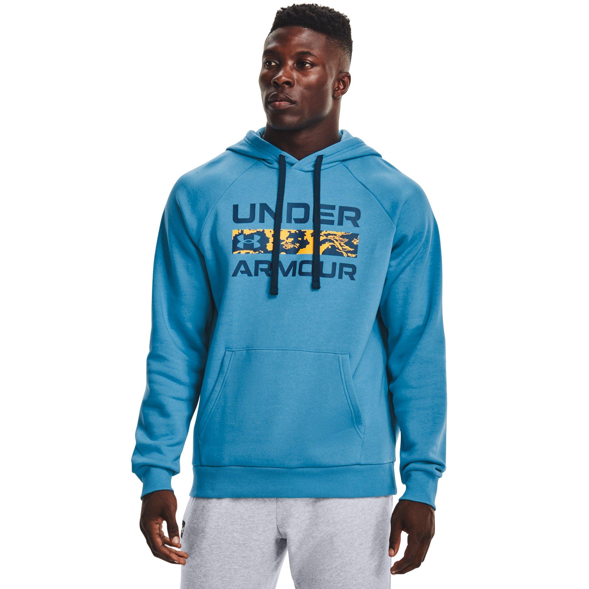 Under Armour Men's Rival Fleece Signature Box Blue Pullover Hoodie -  Hibbett | City Gear