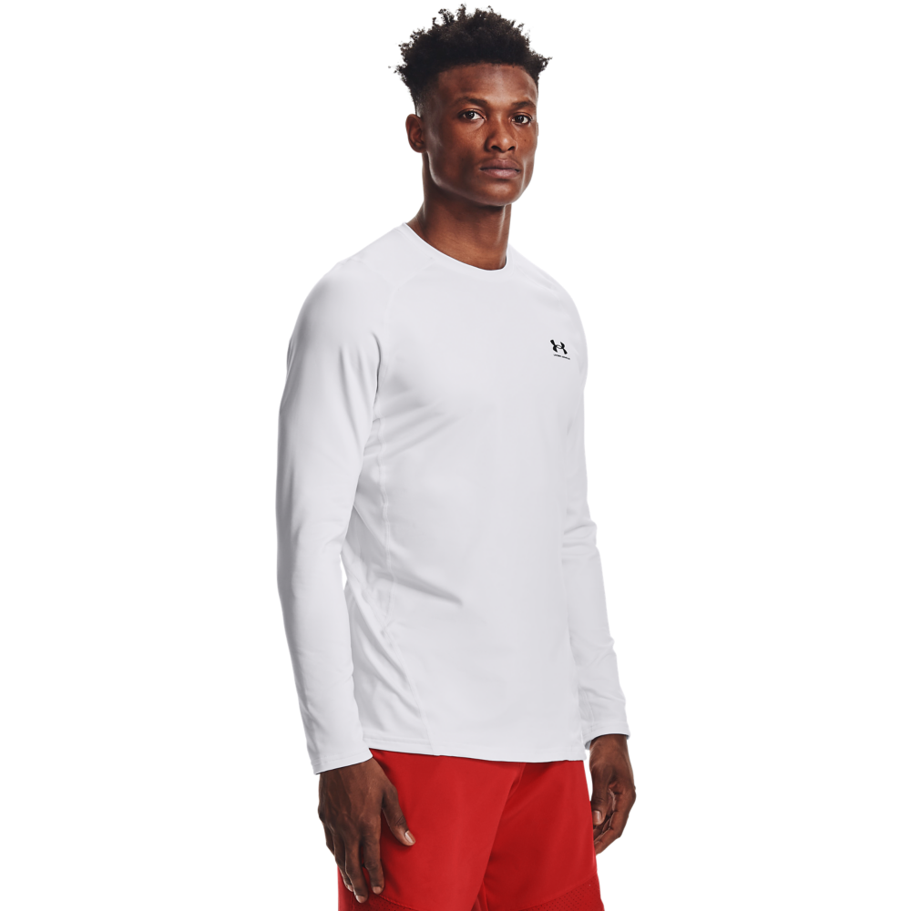 Under Armour Men's ColdGear Armour Fitted "White" Crew Shirt - WHITE Thumbnail View 1