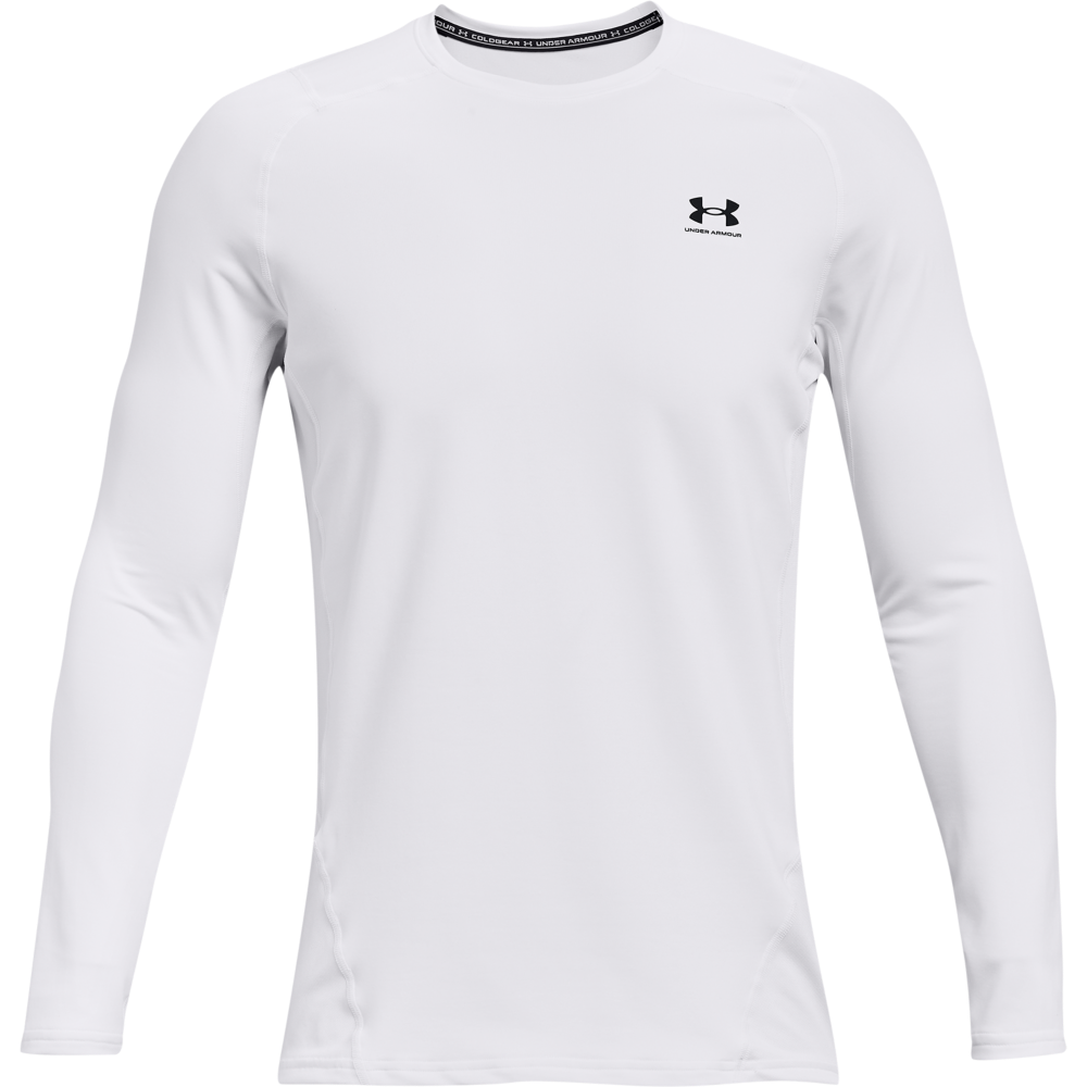 Under Armour Men's ColdGear Armour Fitted "White" Crew Shirt - WHITE Thumbnail View 6