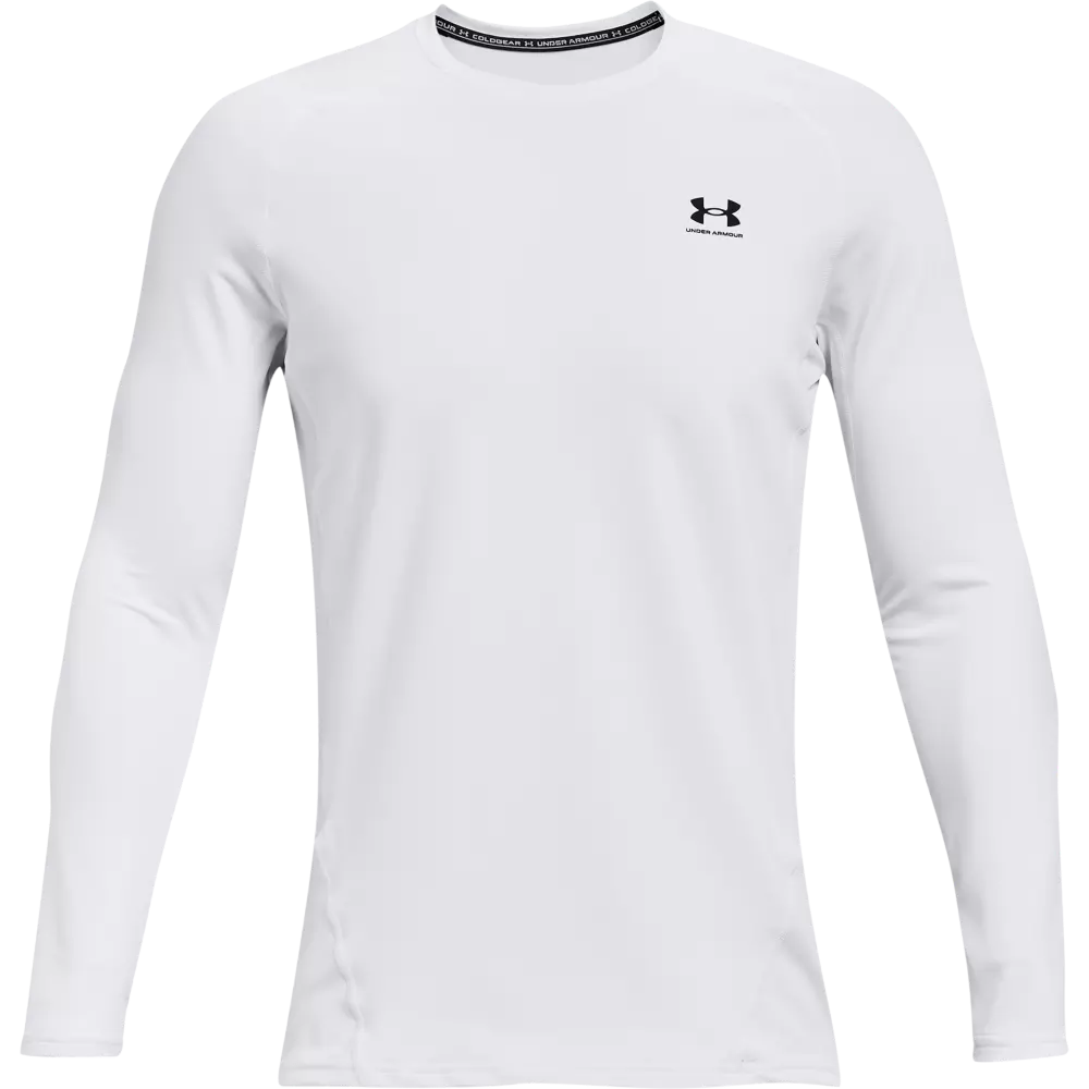 Under Armour Men's ColdGear Armour Fitted "White" Crew Shirt - WHITE