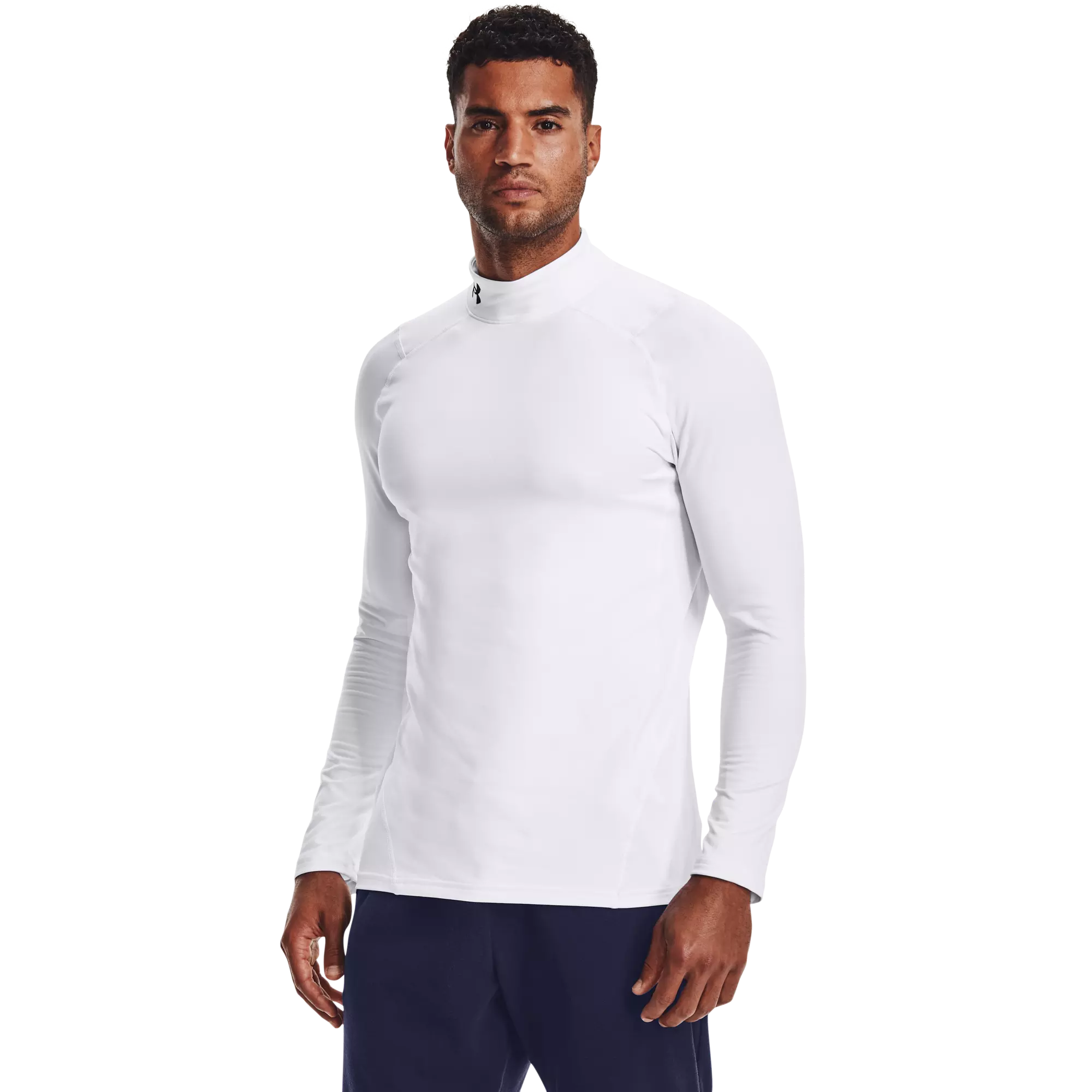 Under Armour Mens ColdGear® Armour Compression Mens Mock (White-Black), Mens Compression, All Mens Clothing, Mens Clothing