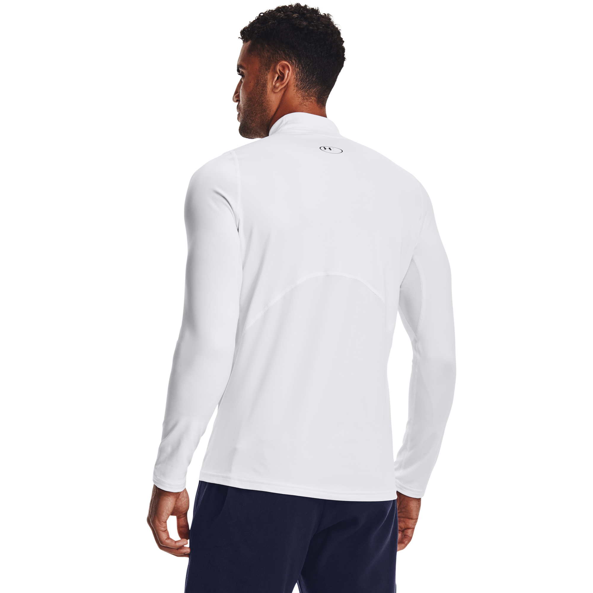 Under Armour Men's ColdGear Armour Fitted Mock "White" Compression Shirt - WHITE Thumbnail View 2
