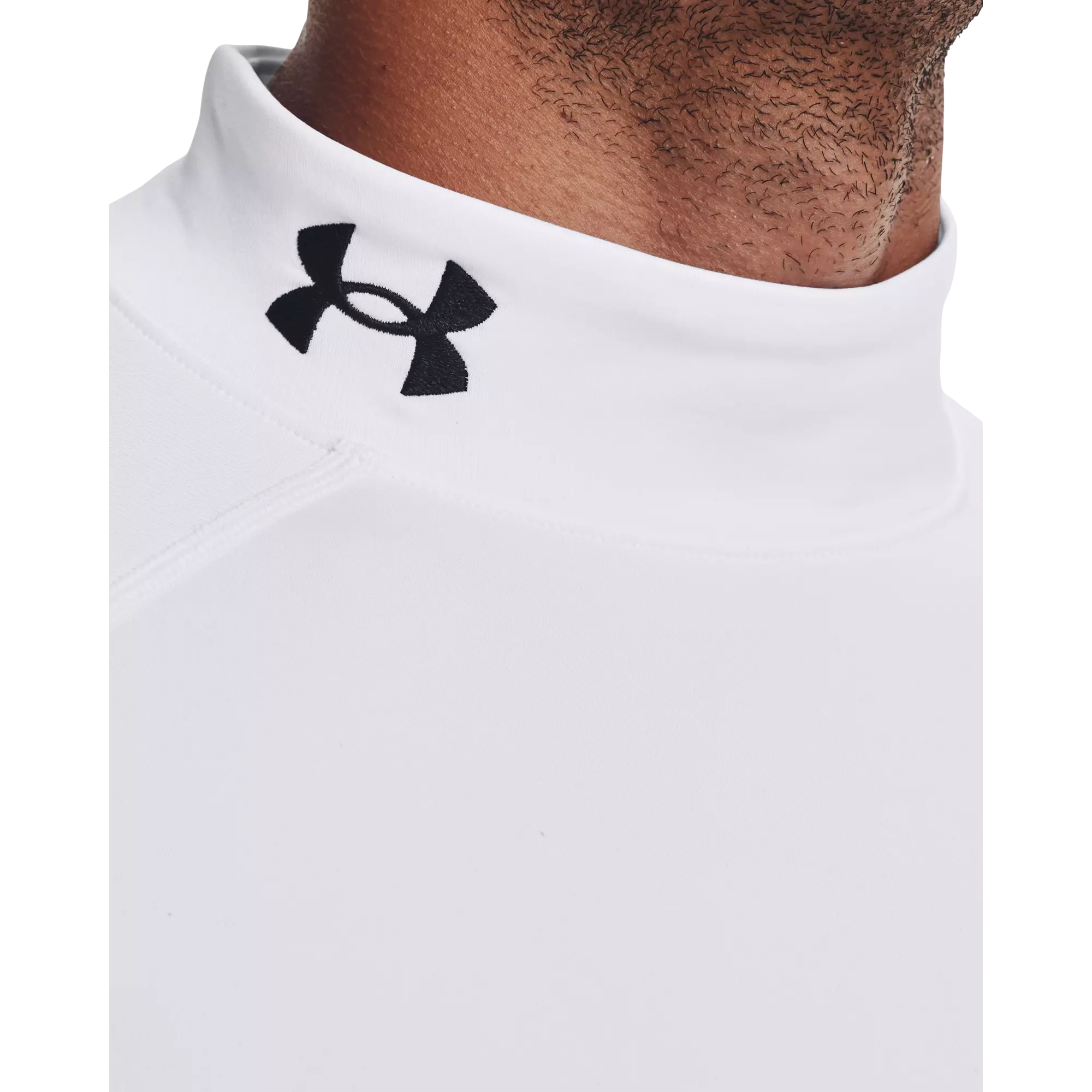 Under Armour Men's ColdGear Armour Fitted Mock "White" Compression Shirt - WHITE