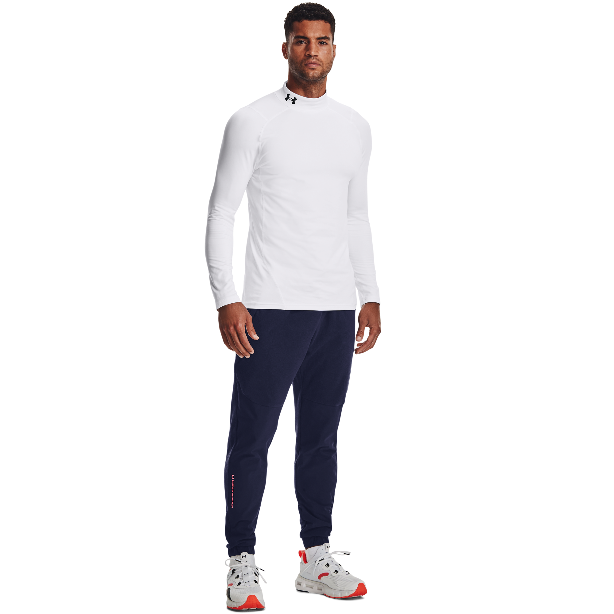 Under Armour Men's ColdGear Armour Fitted Mock "White" Compression Shirt - WHITE Thumbnail View 5