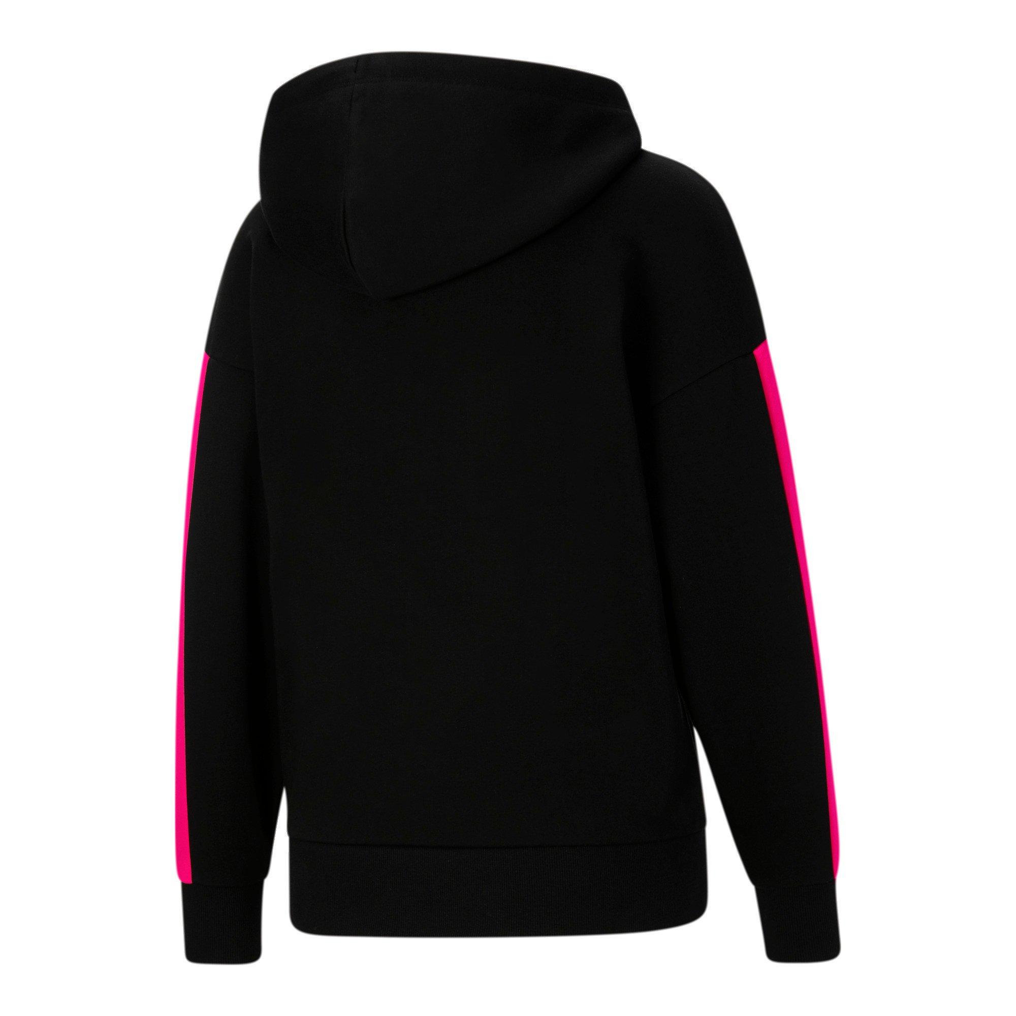 Puma Women's Classics "Black/Pink" Pullover Hoodie - BLACK/PINK Thumbnail View 2