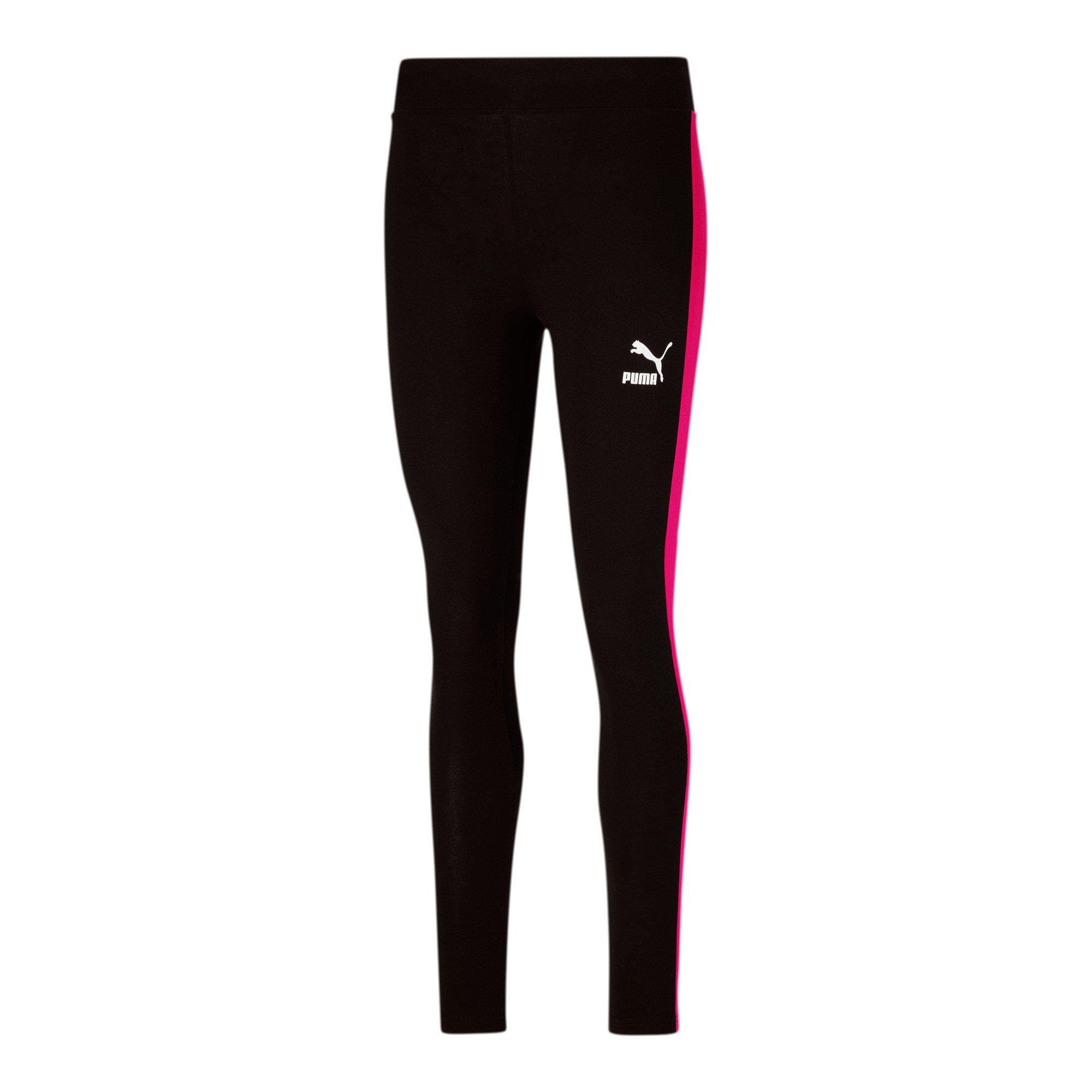 PUMA Women's Iconic MR Black/Pink Leggings - Hibbett