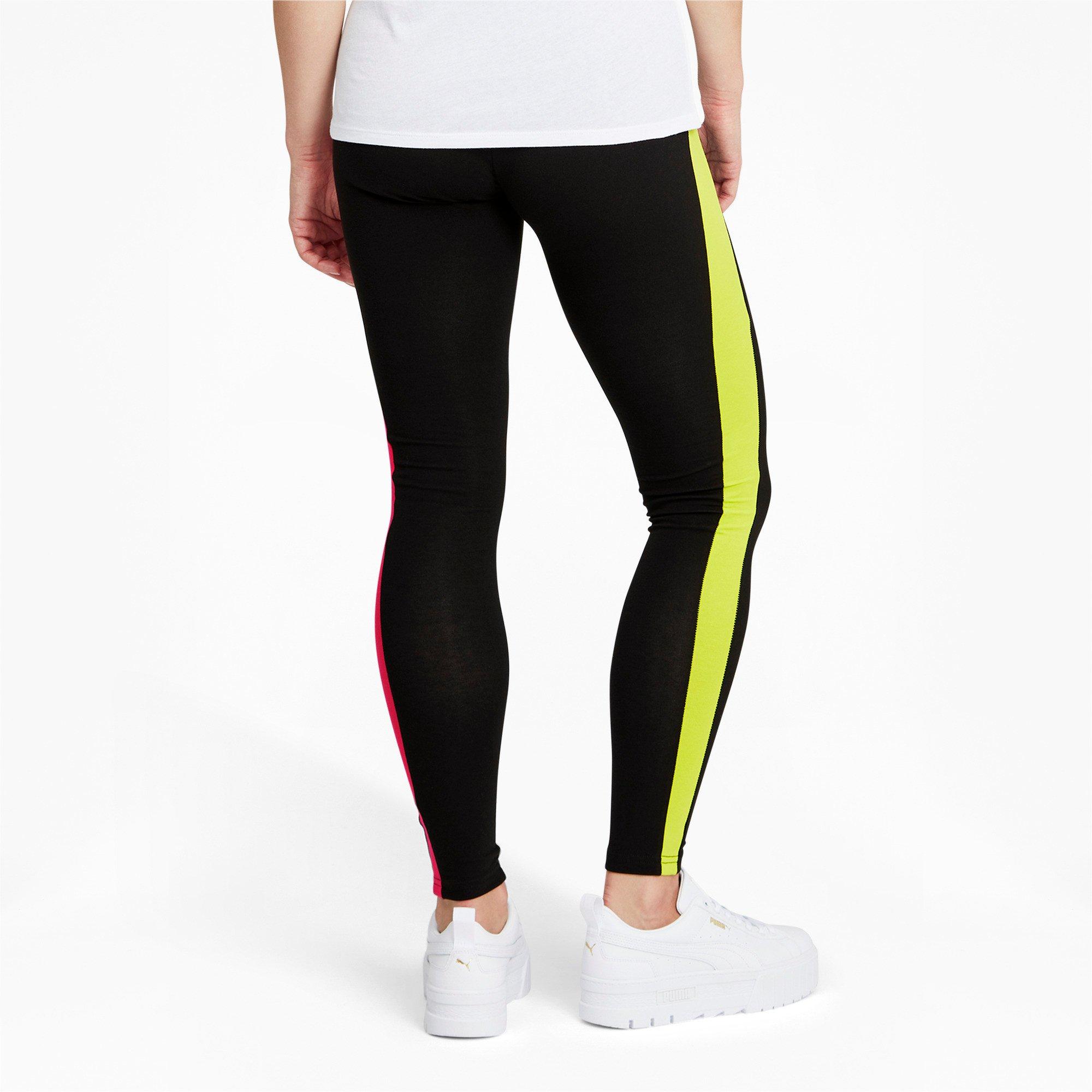 PUMA Women's Iconic MR "Black/Pink" Leggings - BLACK/PINK Thumbnail View 2