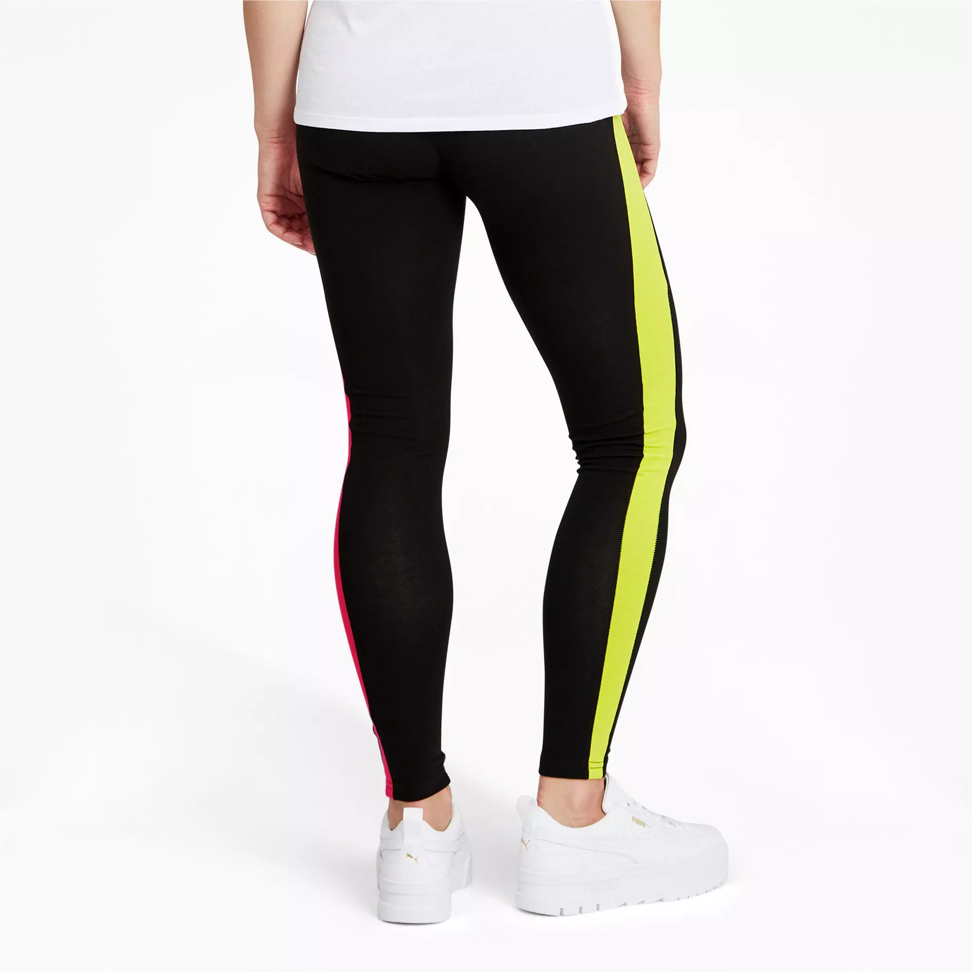PUMA Women's Iconic MR "Black/Pink" Leggings - BLACK/PINK