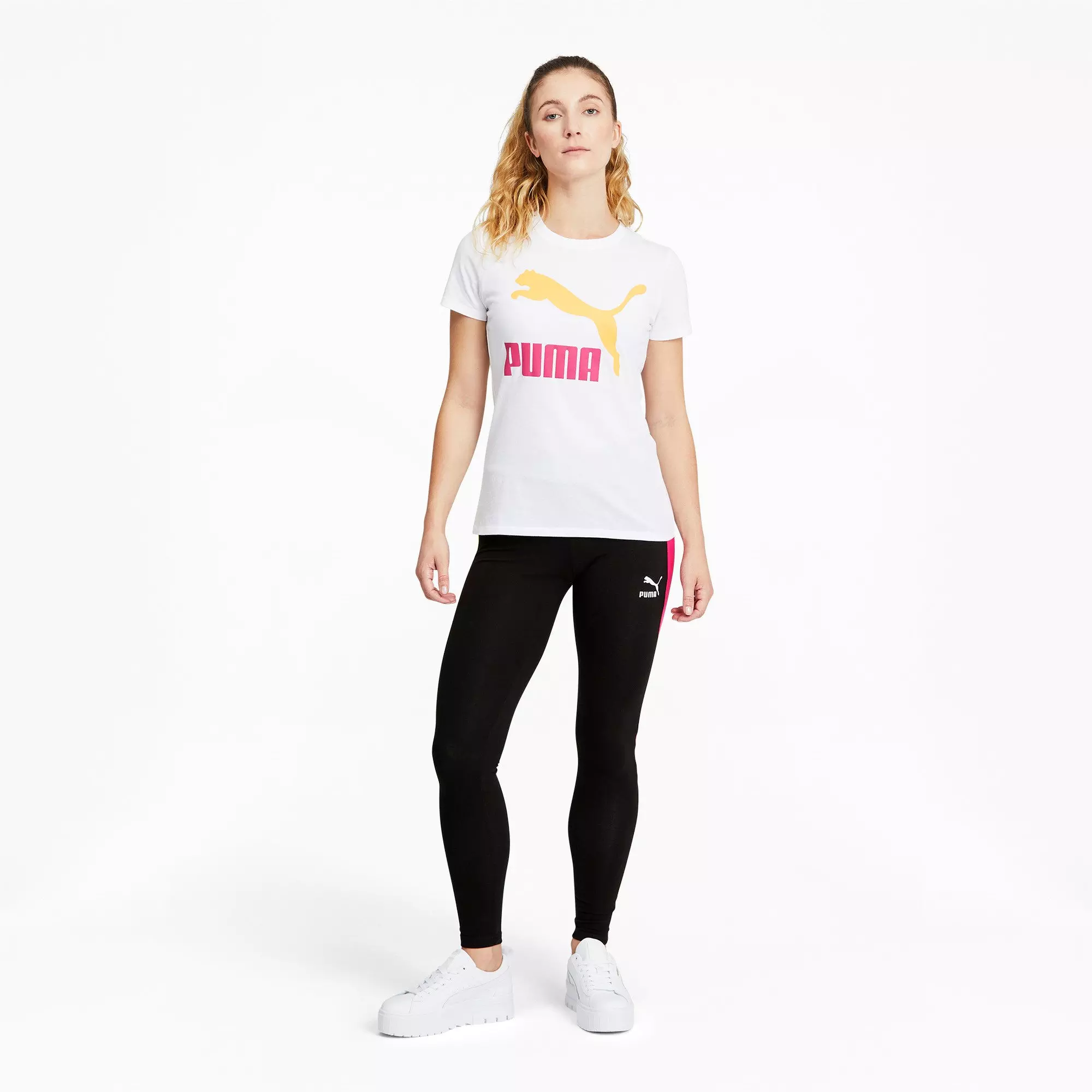 PUMA Women's Iconic MR "Black/Pink" Leggings - BLACK/PINK