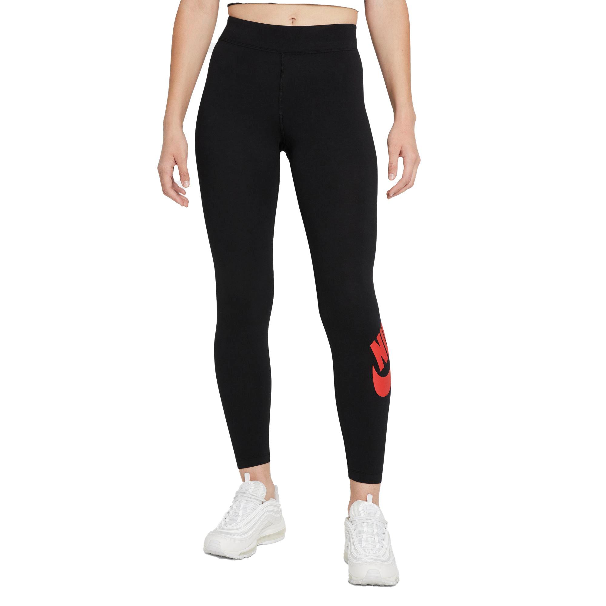 Nike Women's Sportswear Essential High-Waisted Leggings - Black/Red -  Hibbett