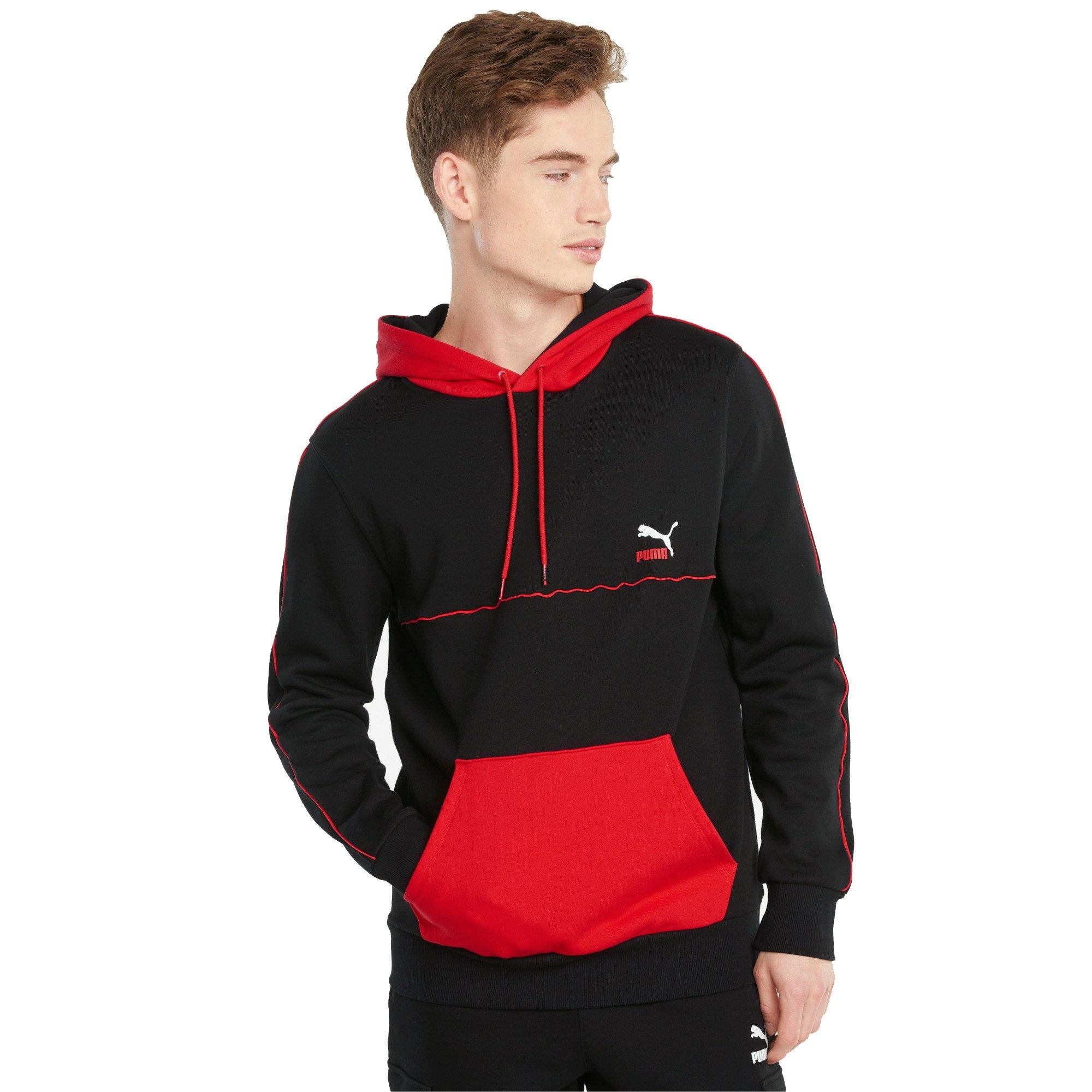 PUMA Men's Piped CB Black/Red Hoodie - Hibbett | City Gear