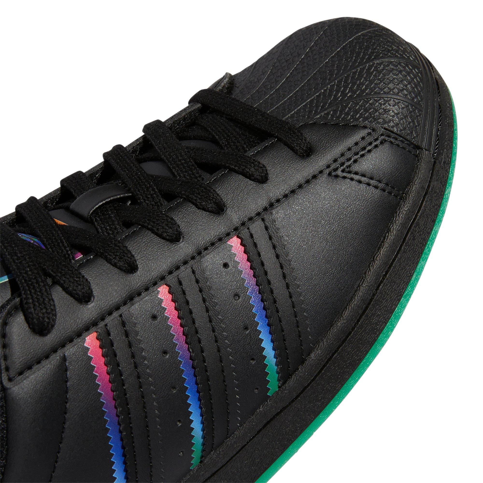 Adidas Shoes Womens 6 Black Superstar Shell Toe Rainbow Stripes Hologram  Mens 5