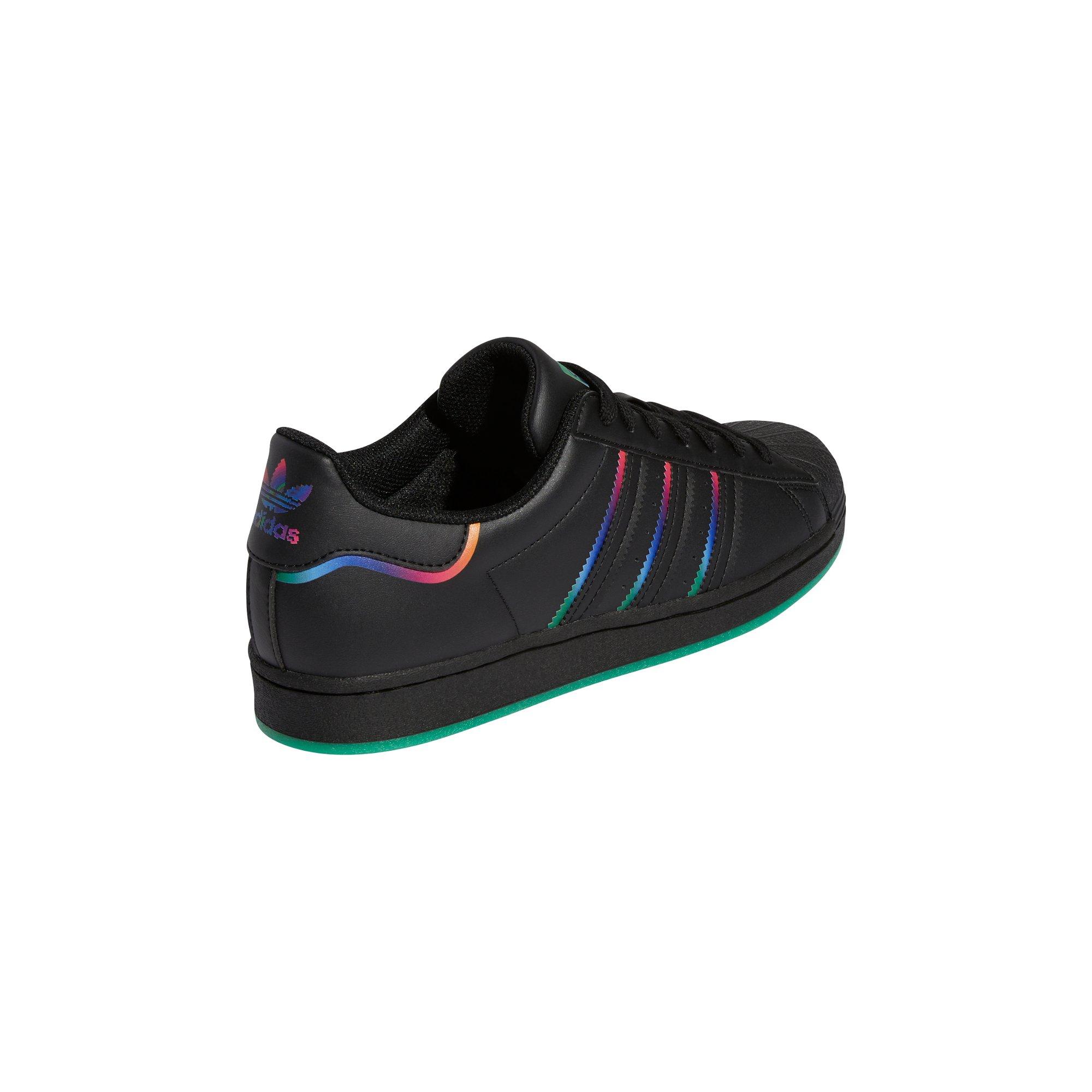 Adidas Shoes Womens 6 Black Superstar Shell Toe Rainbow Stripes Hologram  Mens 5
