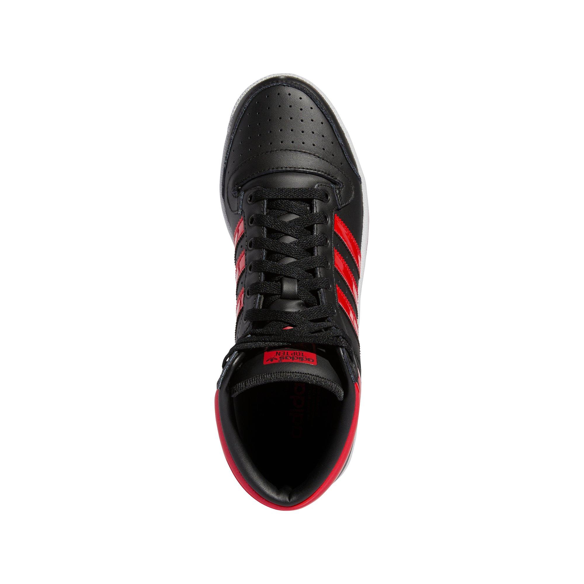 Available Now: adidas Top Ten Hi Core Black Glow Red •