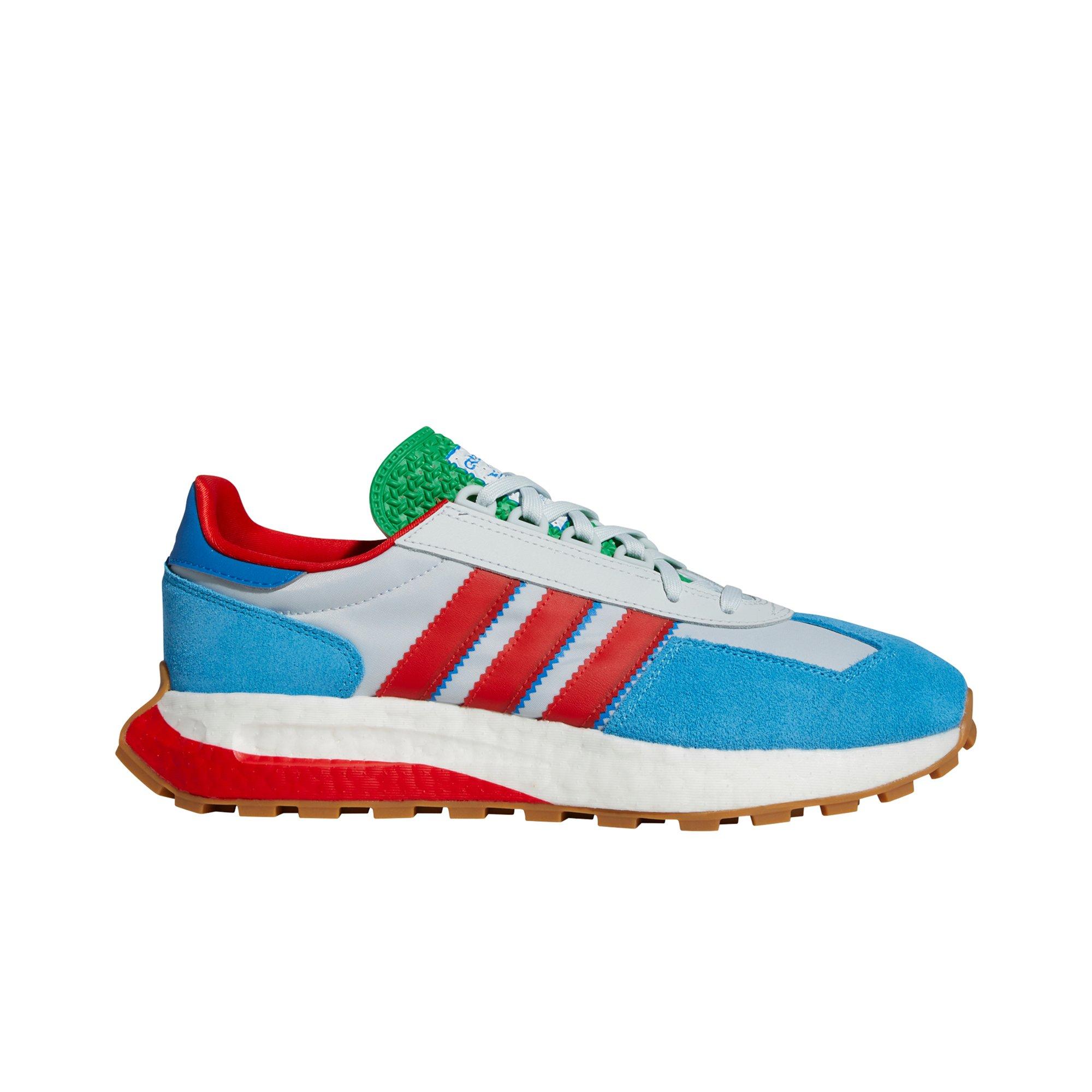 red white and blue adidas tennis shoes