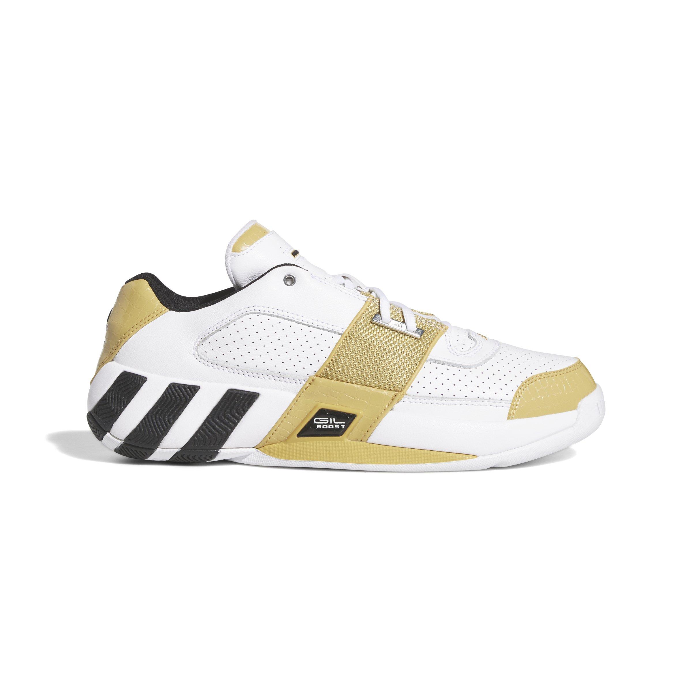 White and gold adidas cheap basketball shoes