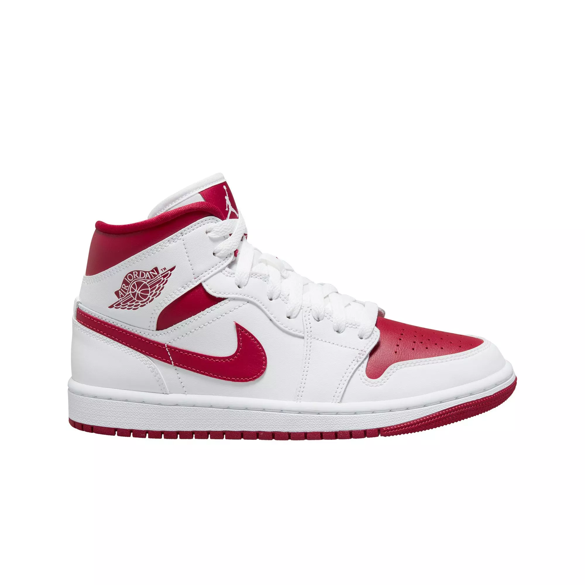 Jordan 1 Mid "White/Fire Red" Women's Shoe - WHITE/RED