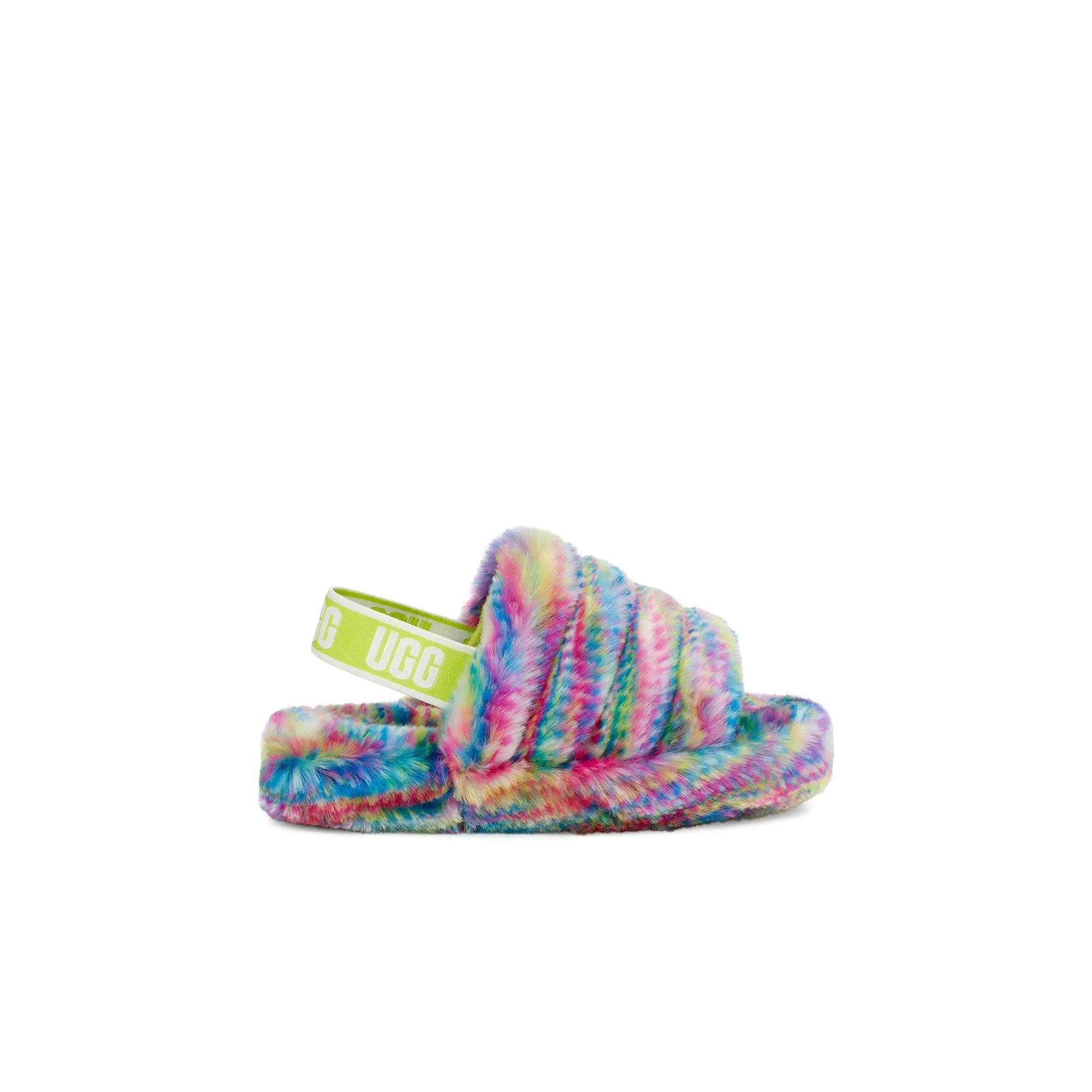 UGG Fluff Yeah "Pixelate" Toddler Girls' Slide - WHITE