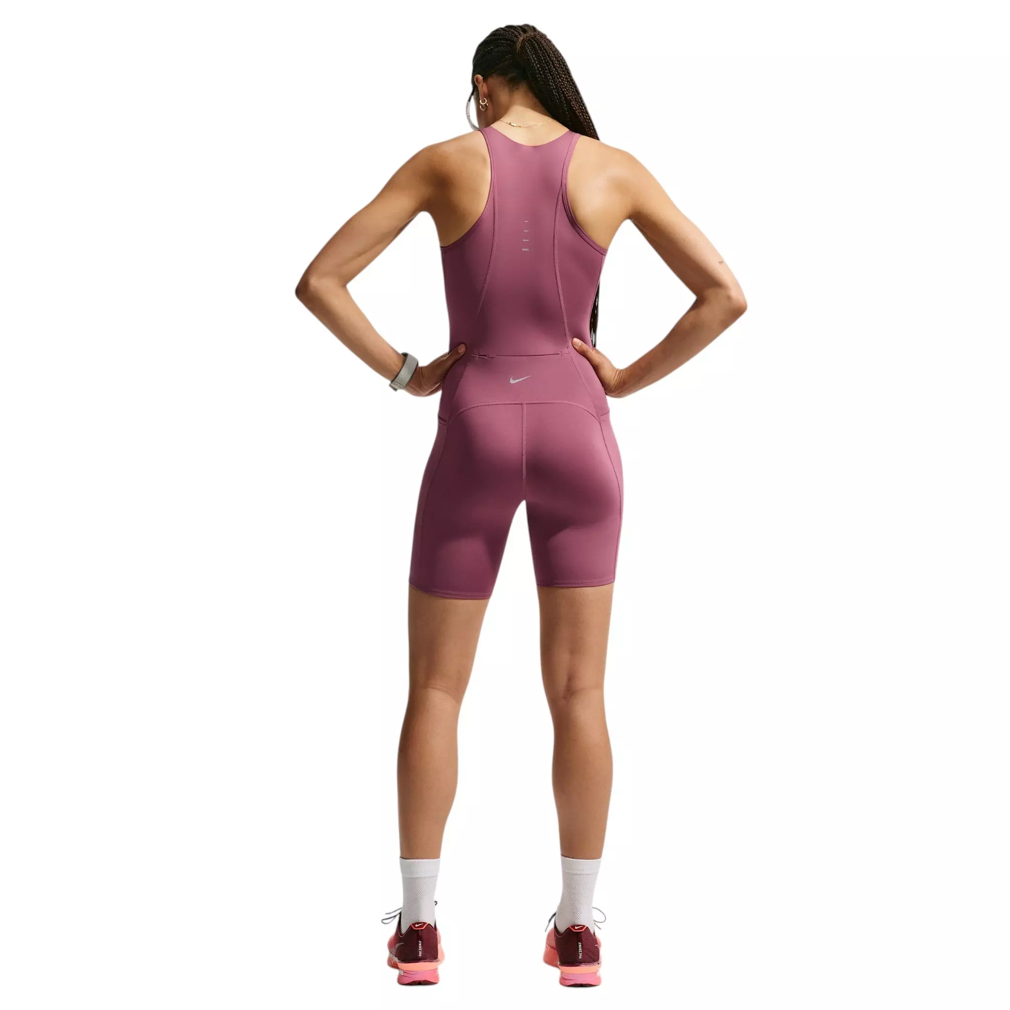 Nike Women's Swift Dri-FIT Running Bodysuit - Pink Smoke - PINK SMOKE