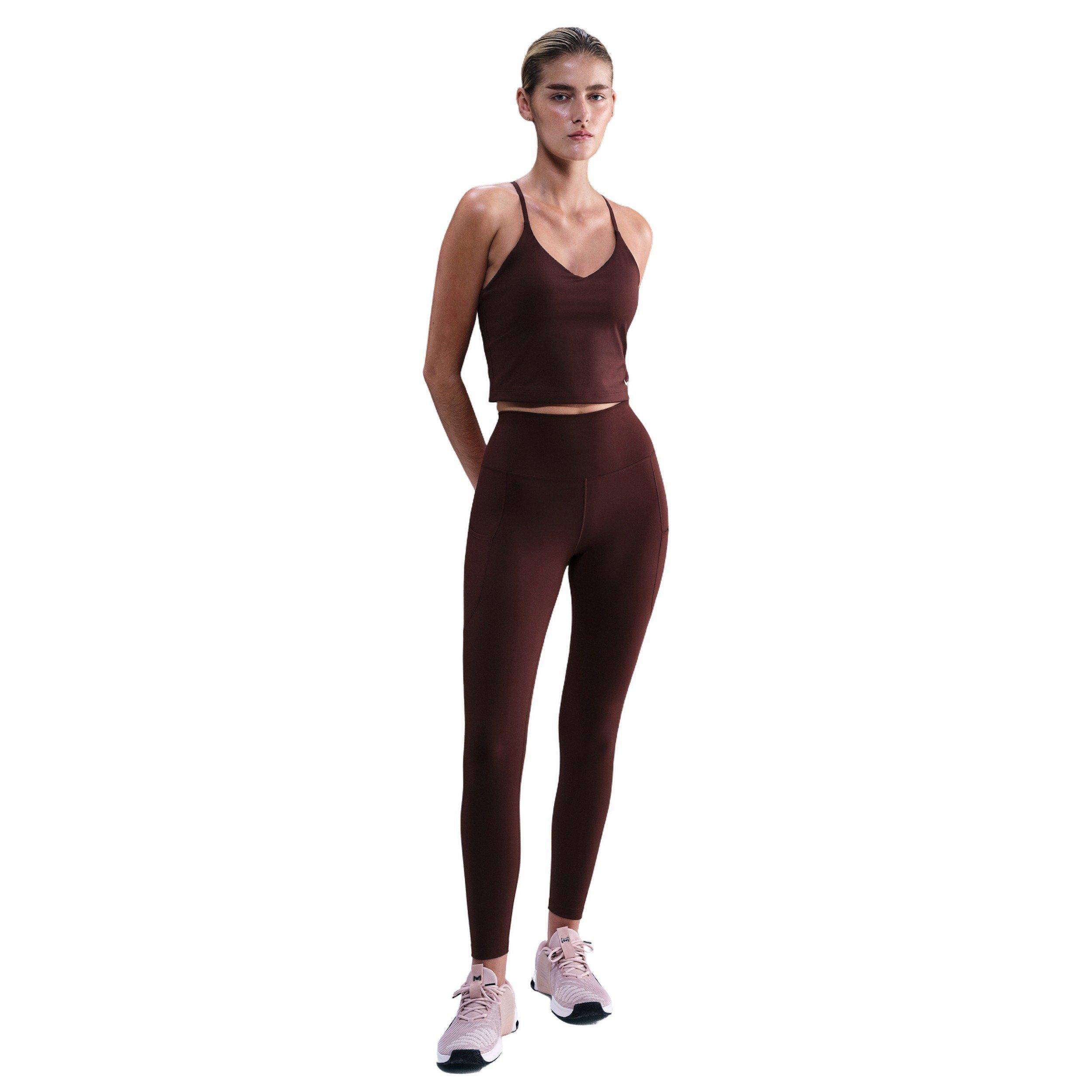 Nike Women's One High-Waisted 7/8 Leggings with Pockets - Burgundy - BURGUNDY Thumbnail View 1
