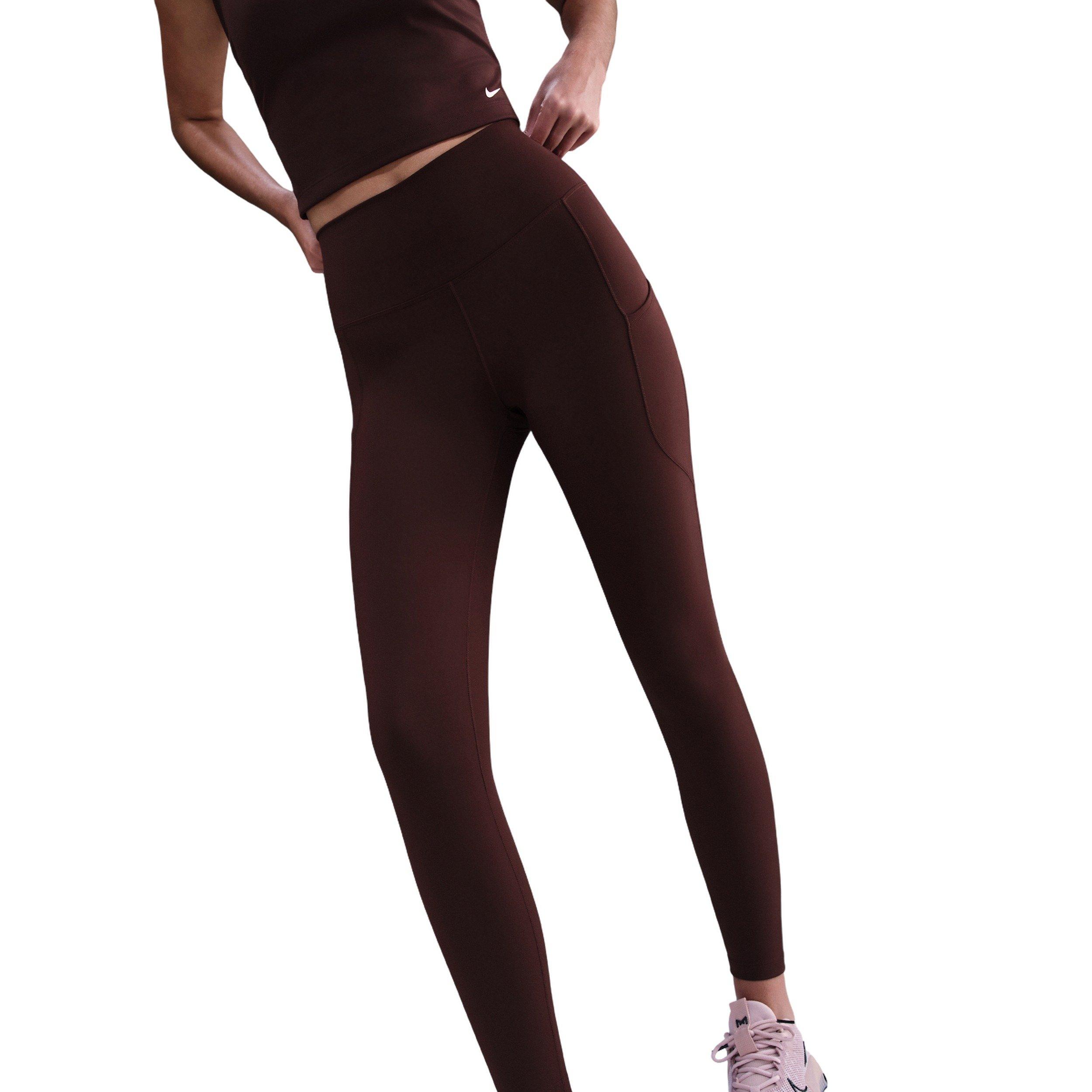 Nike Women's One High-Waisted 7/8 Leggings with Pockets - Burgundy - BURGUNDY Thumbnail View 3