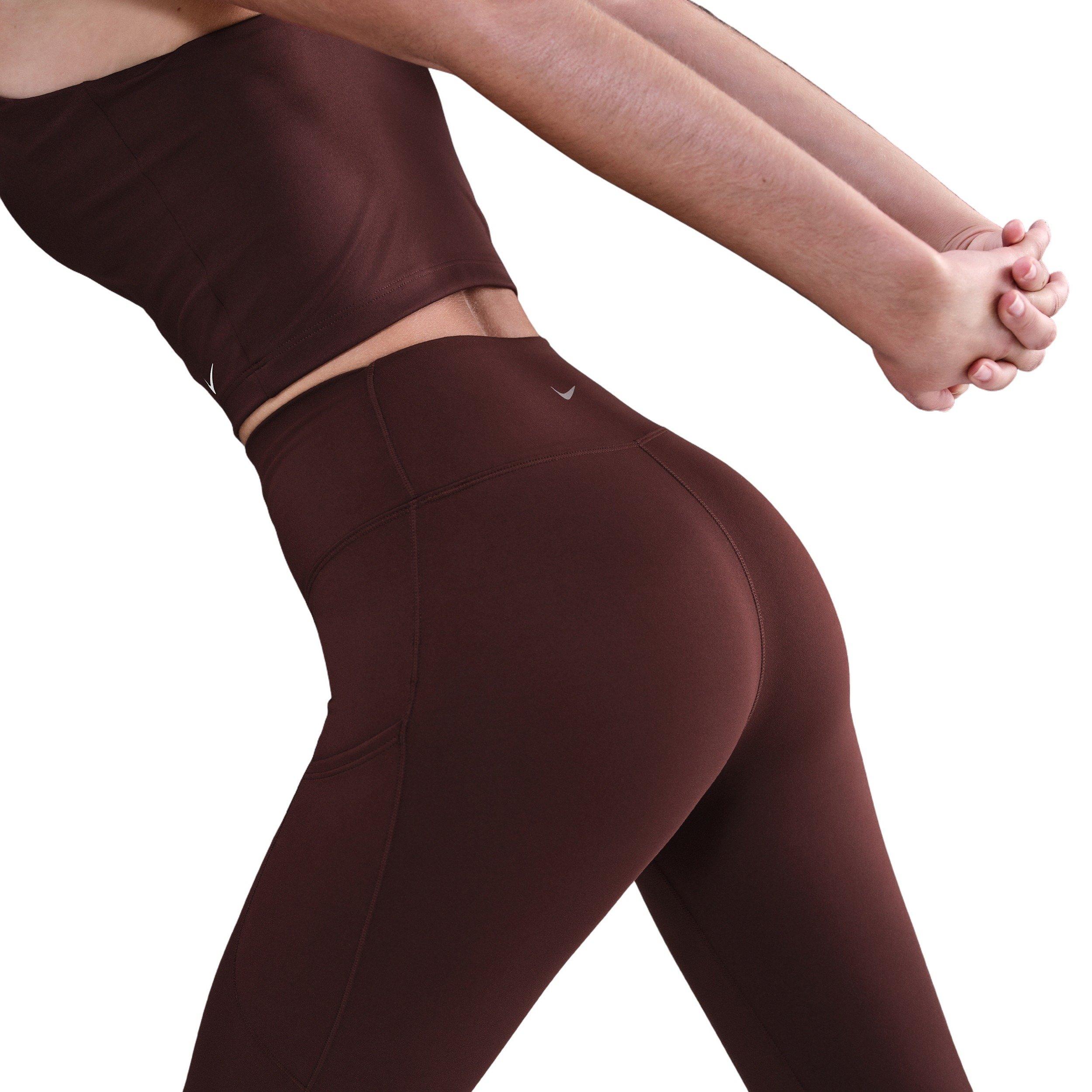 Nike Women's One High-Waisted 7/8 Leggings with Pockets - Burgundy - BURGUNDY Thumbnail View 4