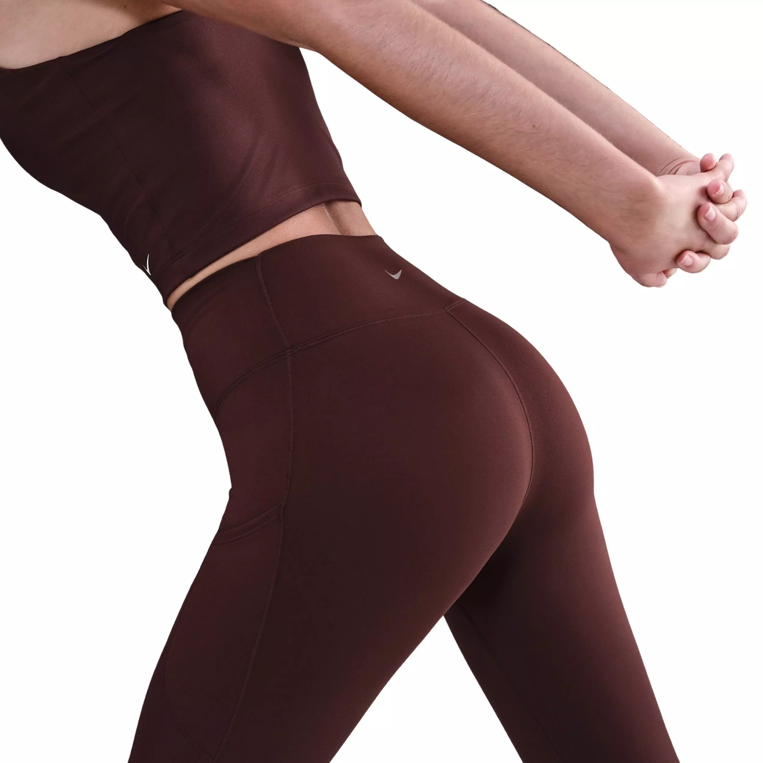 Nike Women's One High-Waisted 7/8 Leggings with Pockets - Burgundy - BURGUNDY