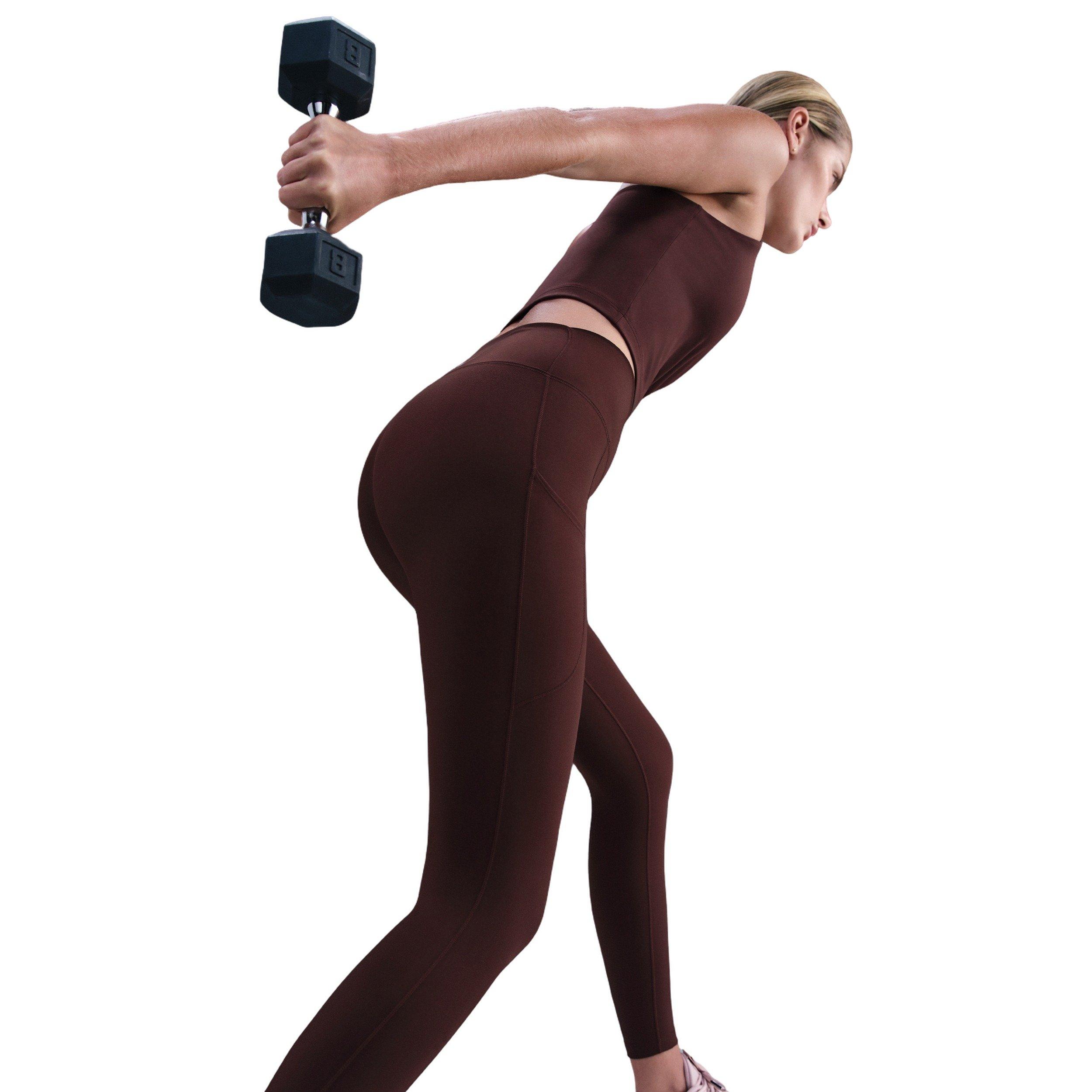 Nike Women's One High-Waisted 7/8 Leggings with Pockets - Burgundy - BURGUNDY Thumbnail View 5