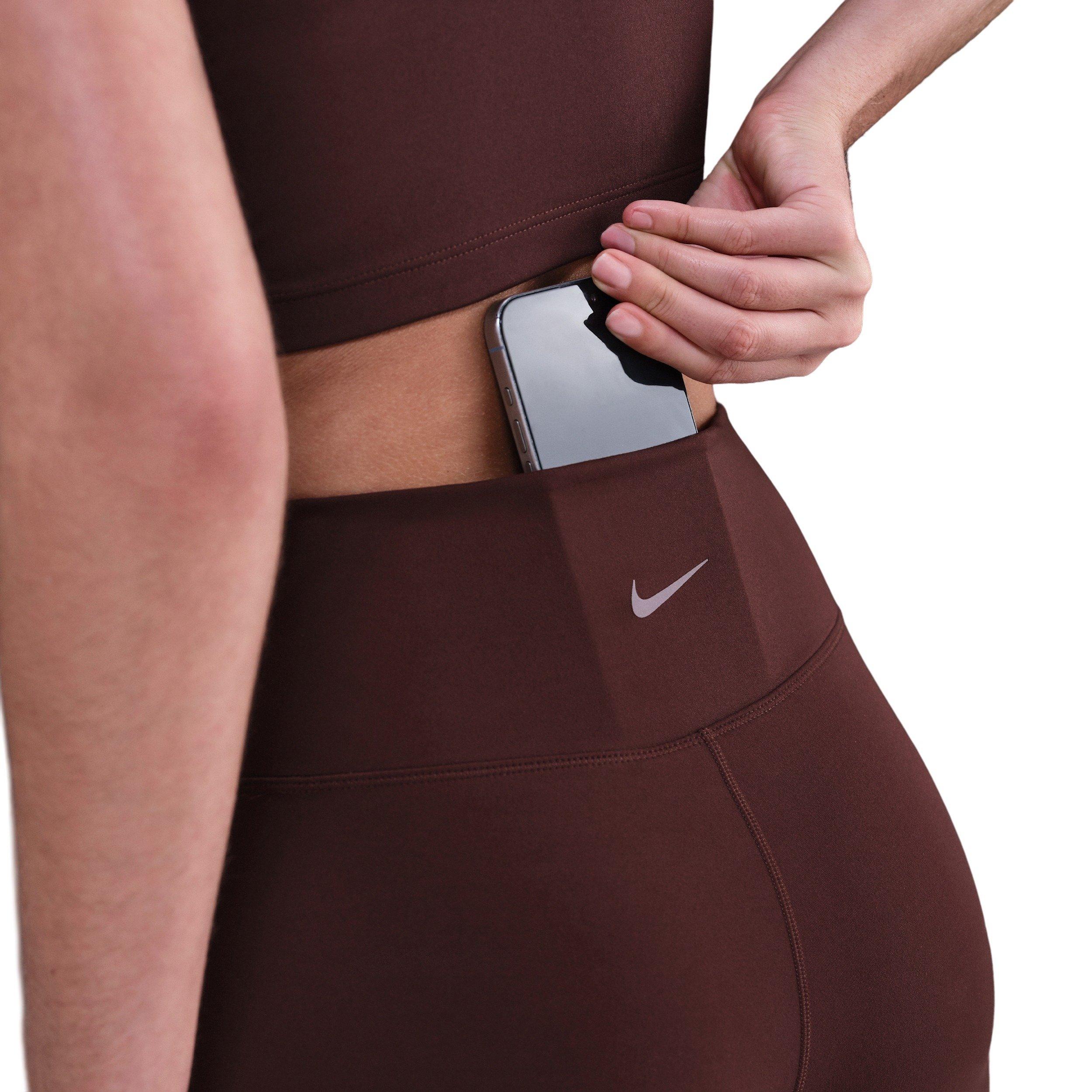 Nike Women's One High-Waisted 7/8 Leggings with Pockets - Burgundy - BURGUNDY Thumbnail View 6