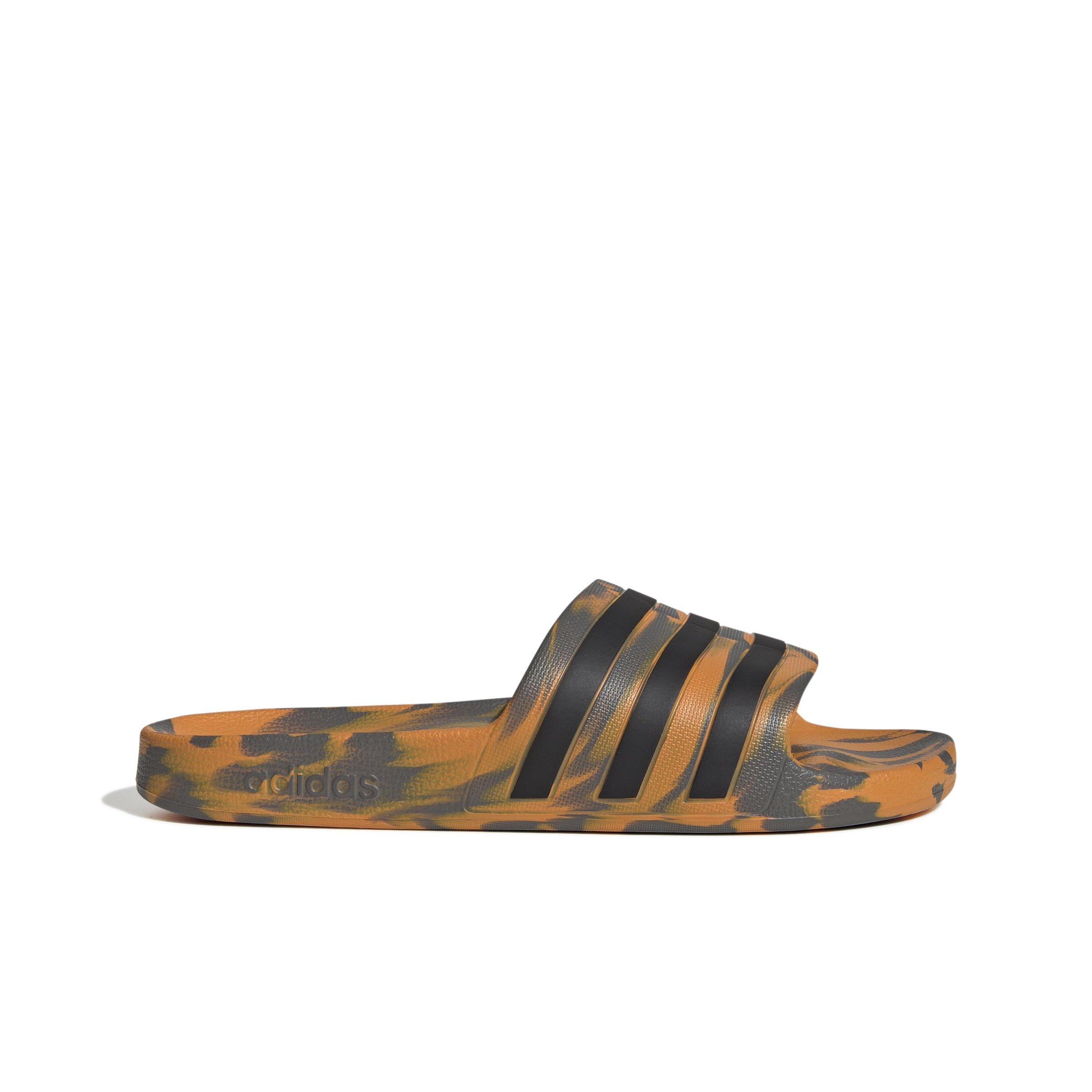adidas Adilette Aqua "Charcoal/Core Black/Focus Orange" Unisex Slide - BROWN Thumbnail View 1