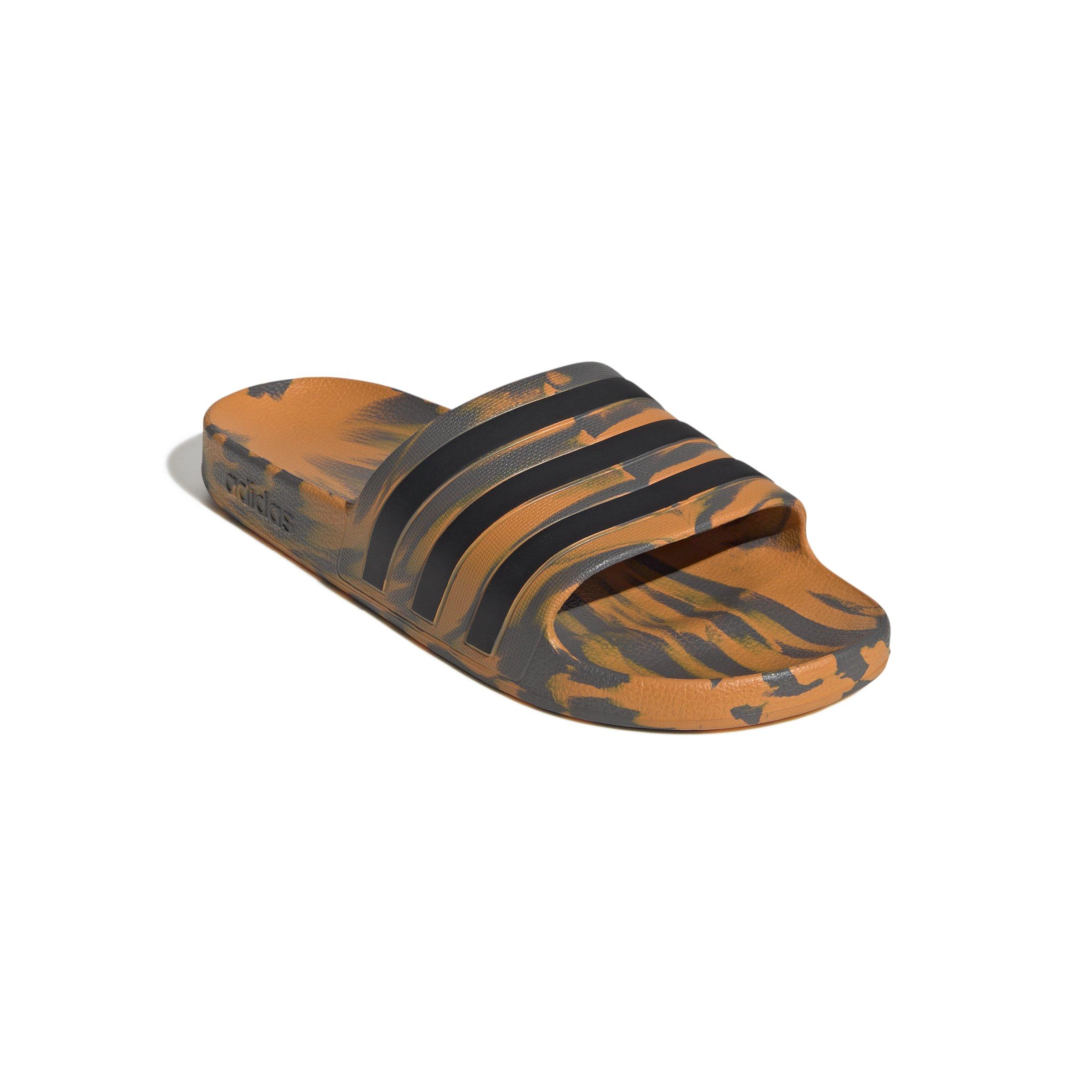 adidas Adilette Aqua "Charcoal/Core Black/Focus Orange" Unisex Slide - BROWN Thumbnail View 3