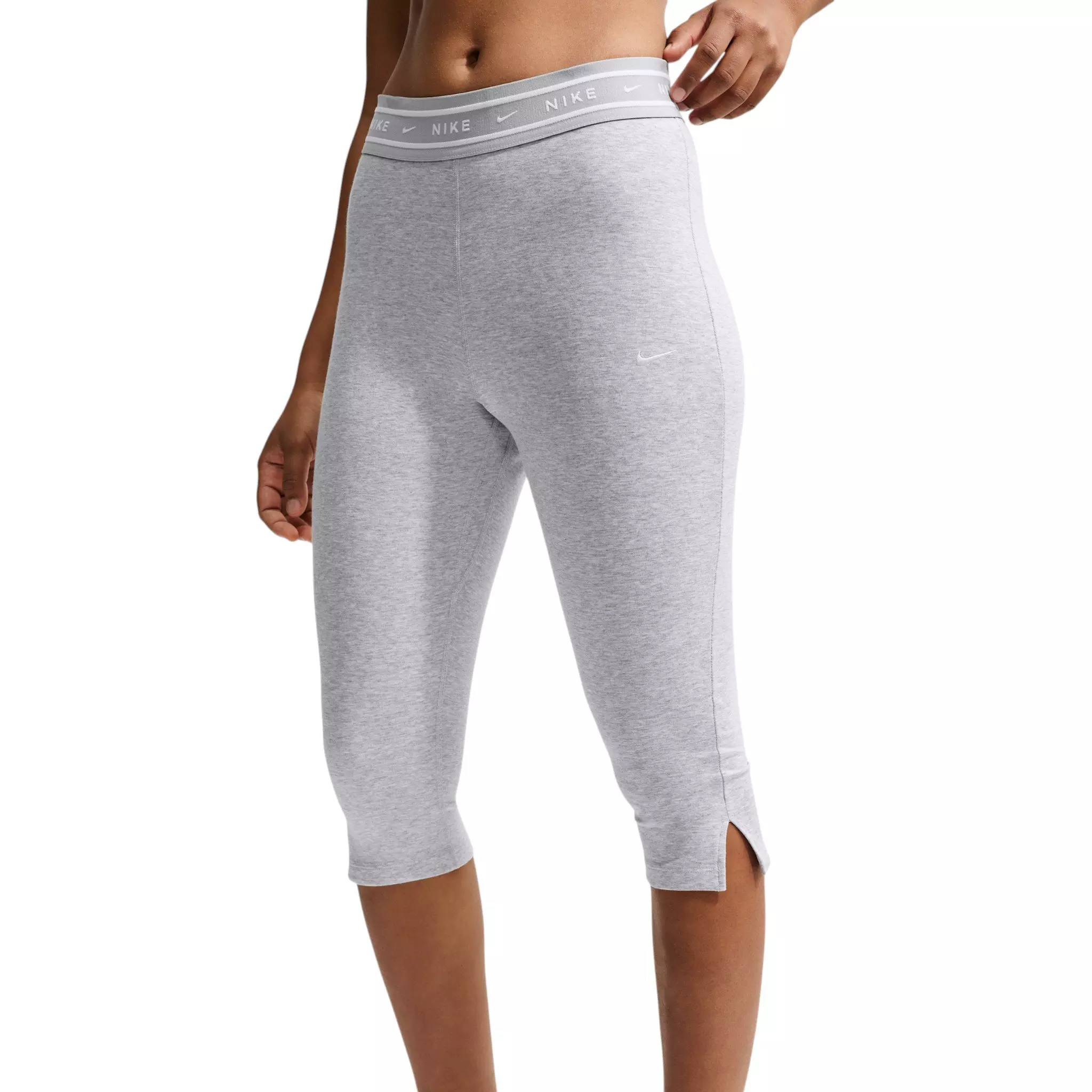 Nike Women's Sportswear Chill Jersey Tight High-Waisted Capri Leggings - Grey - GREY