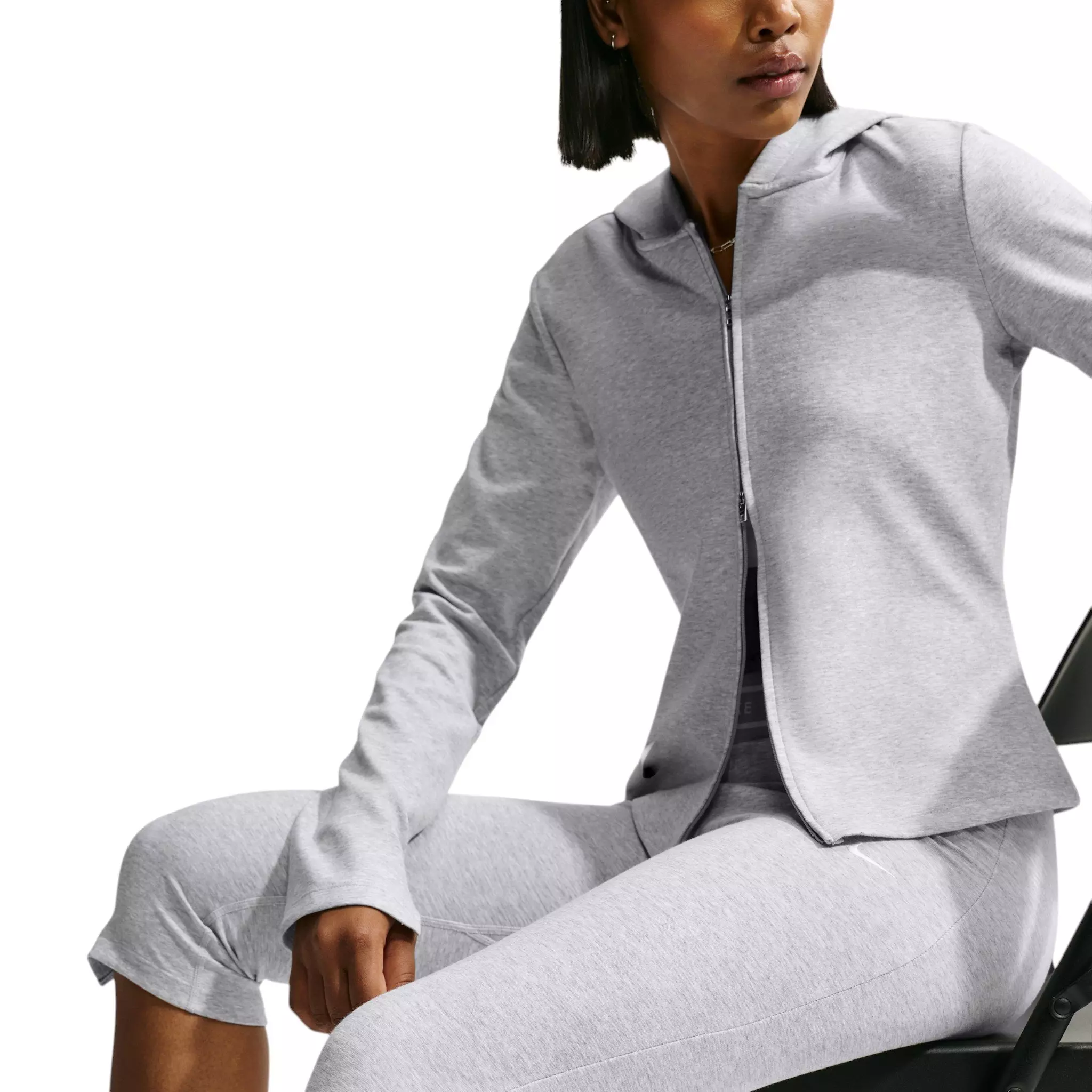 Nike Women's Sportswear Chill Jersey Tight High-Waisted Capri Leggings - Grey - GREY