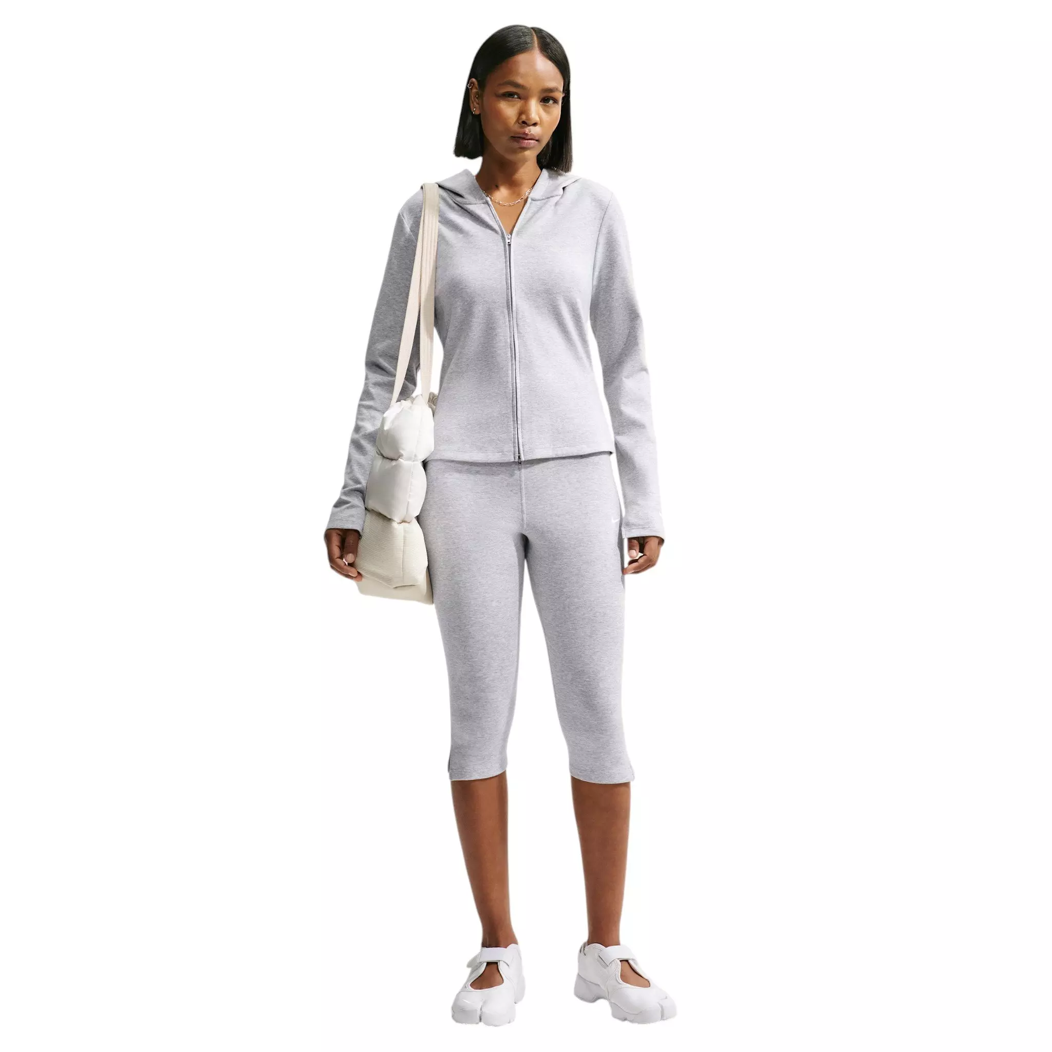 Nike Women's Sportswear Chill Jersey Tight High-Waisted Capri Leggings - Grey - GREY